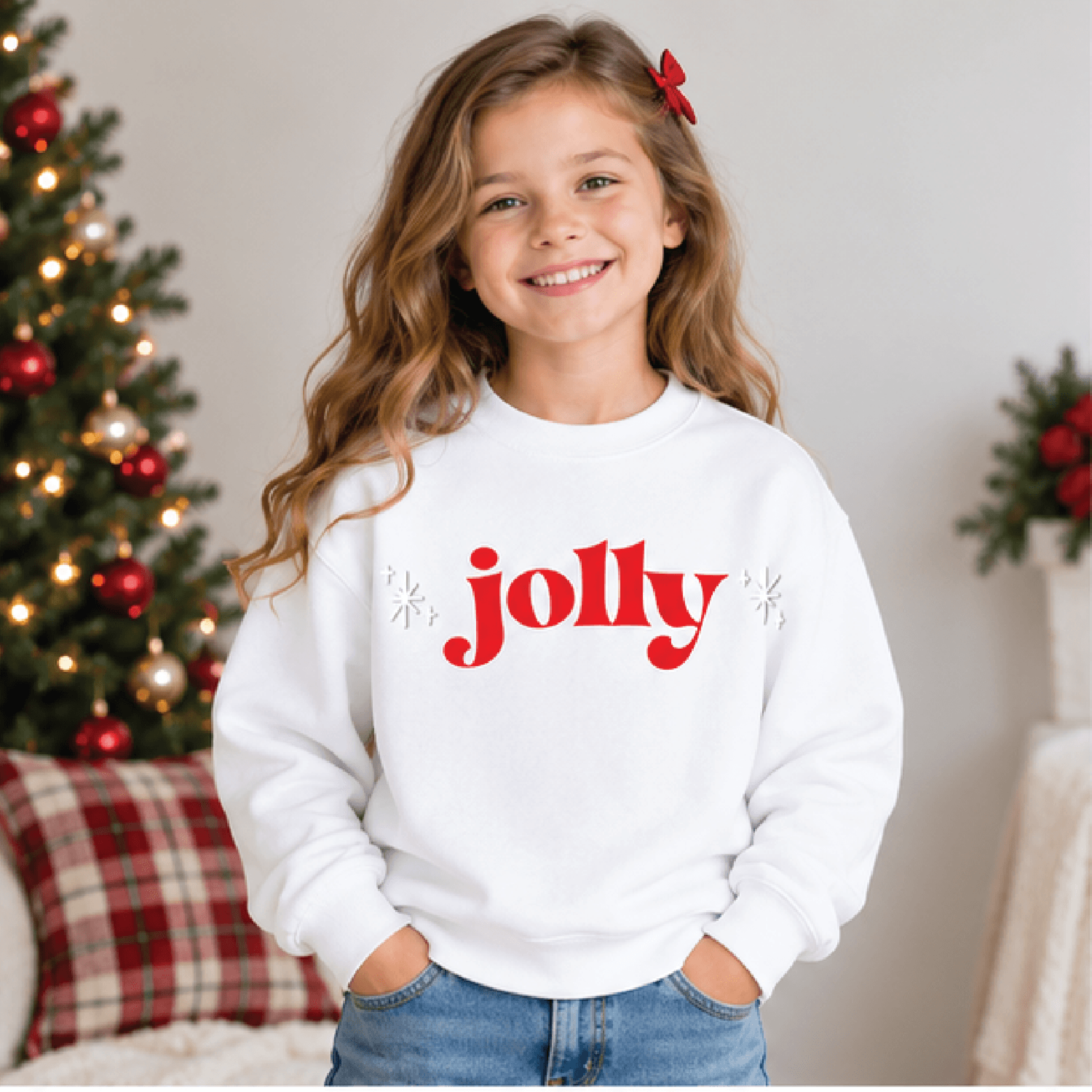 Pink Santa Christmas Sweatshirt Kids Retro Holiday Crewneck Youth Vintage Xmas Sweater Cute Festive
