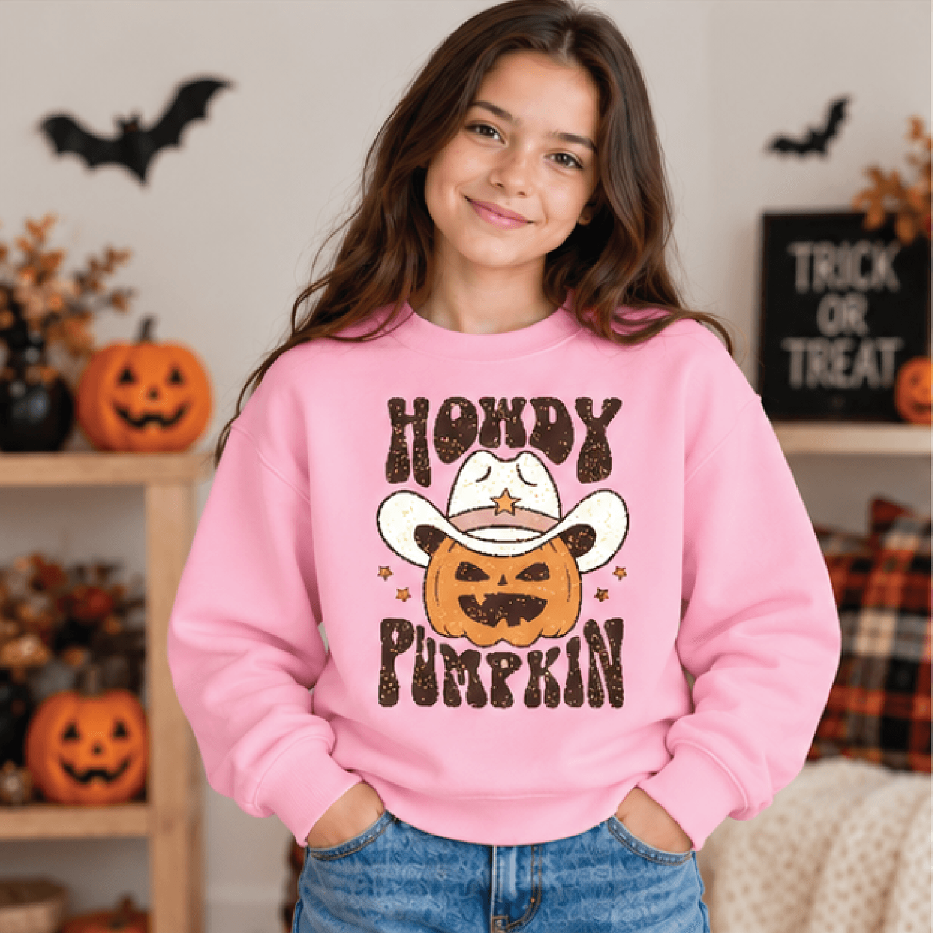 Howdy Pumpkin Halloween Sweatshirt Kids Western Fall Crewneck Youth Cowboy Pumpkin Sweater Cute Spo 2