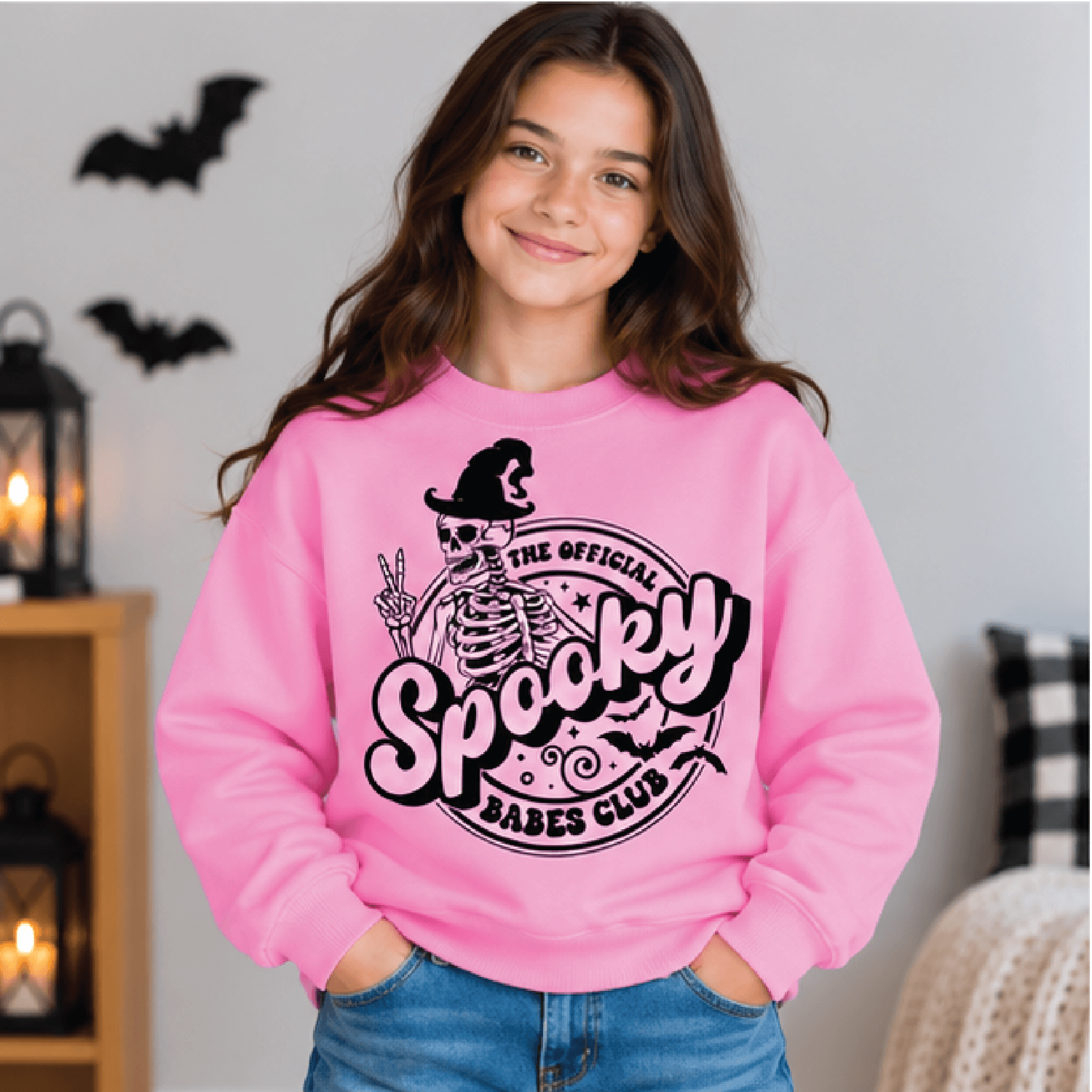 Spooky Babes Club Halloween Sweatshirt Kids Ghost Crewneck Youth Spooky Season Sweater Cute Retro H 2