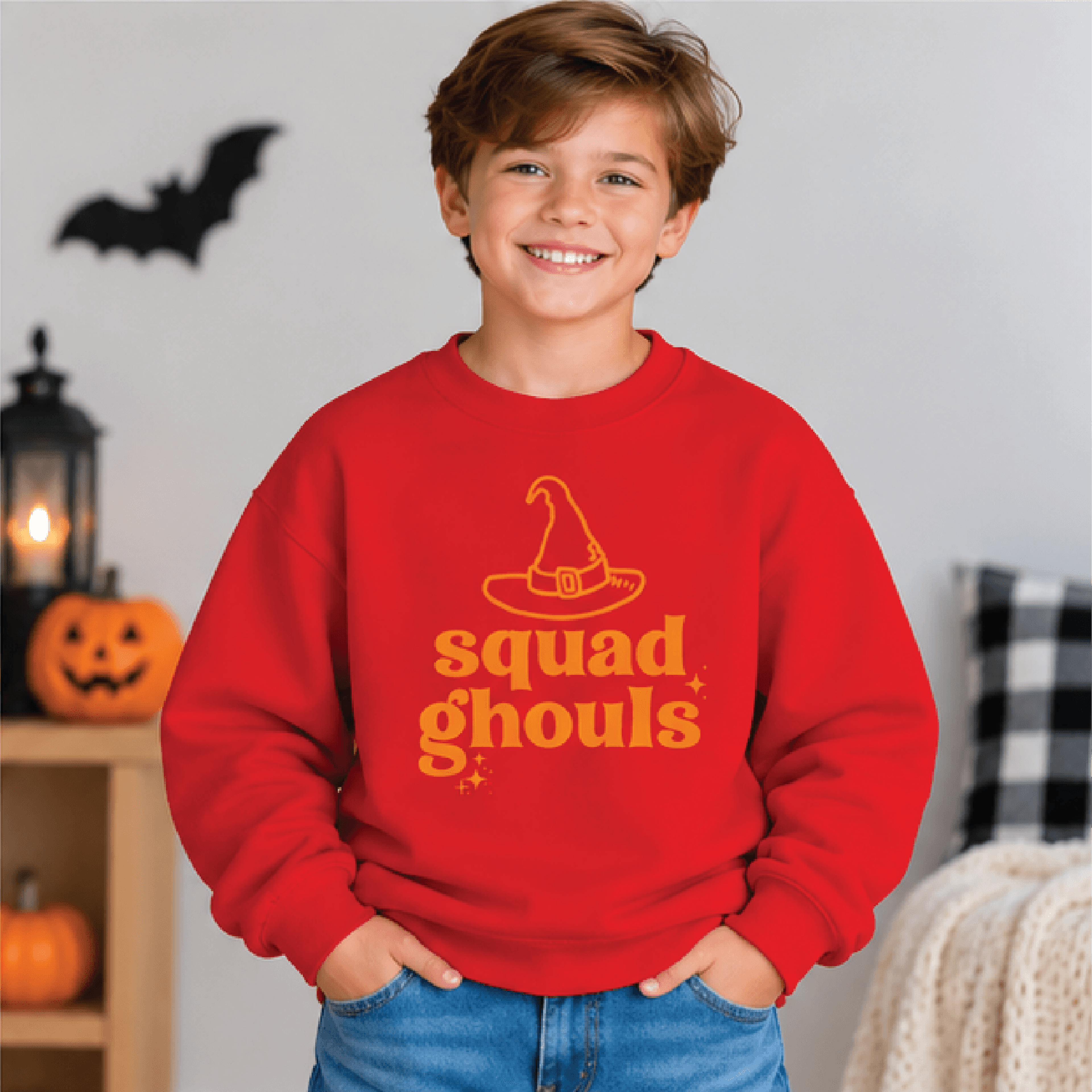 Squad Ghouls Halloween Sweatshirt Kids Spooky Crewneck Youth Boo Crew Sweater Retro Ghost Trick Or  2