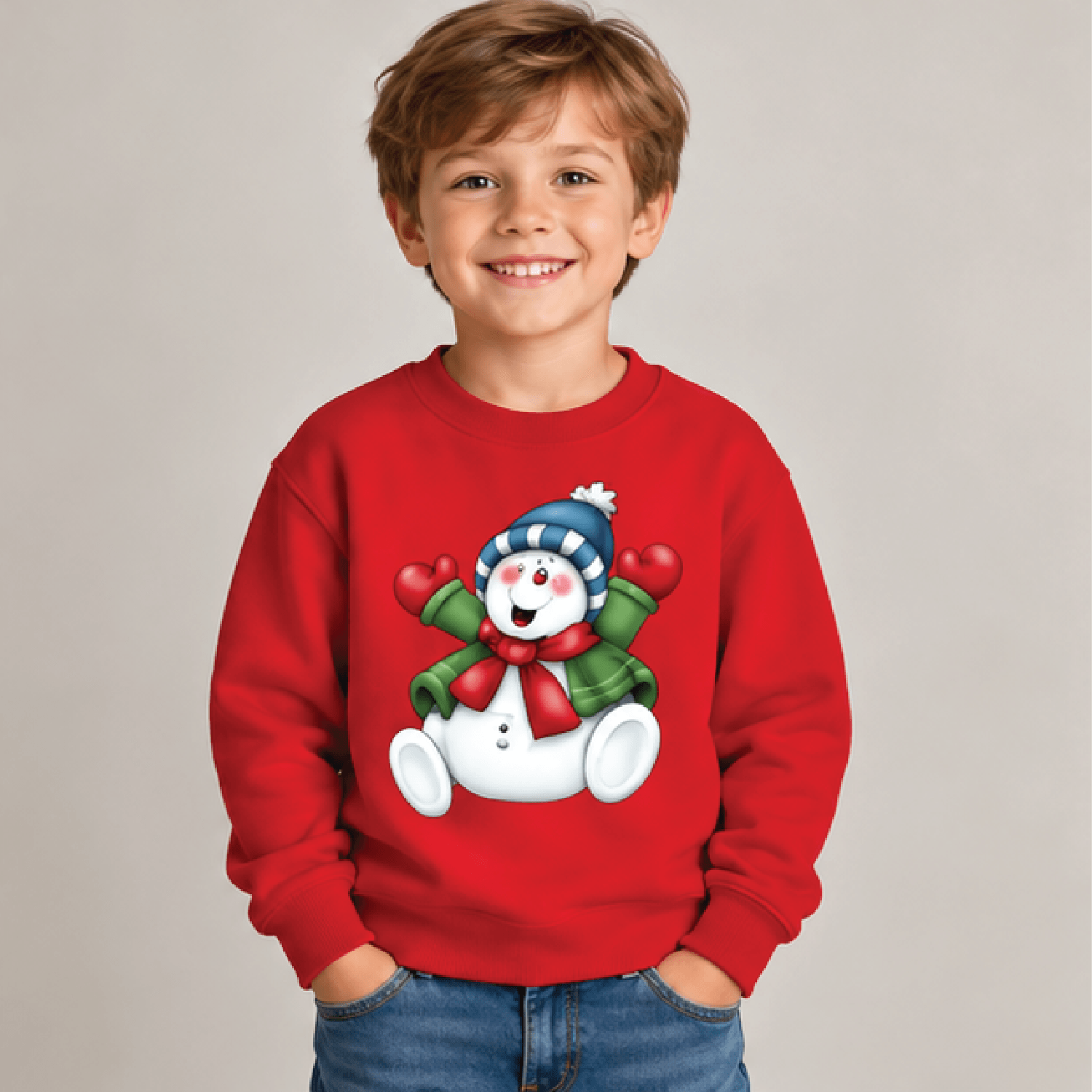 Cute Snowman Christmas Sweatshirt Kids Youth Unisex Winter Crewneck Happy Holiday Snowman Festive S 3