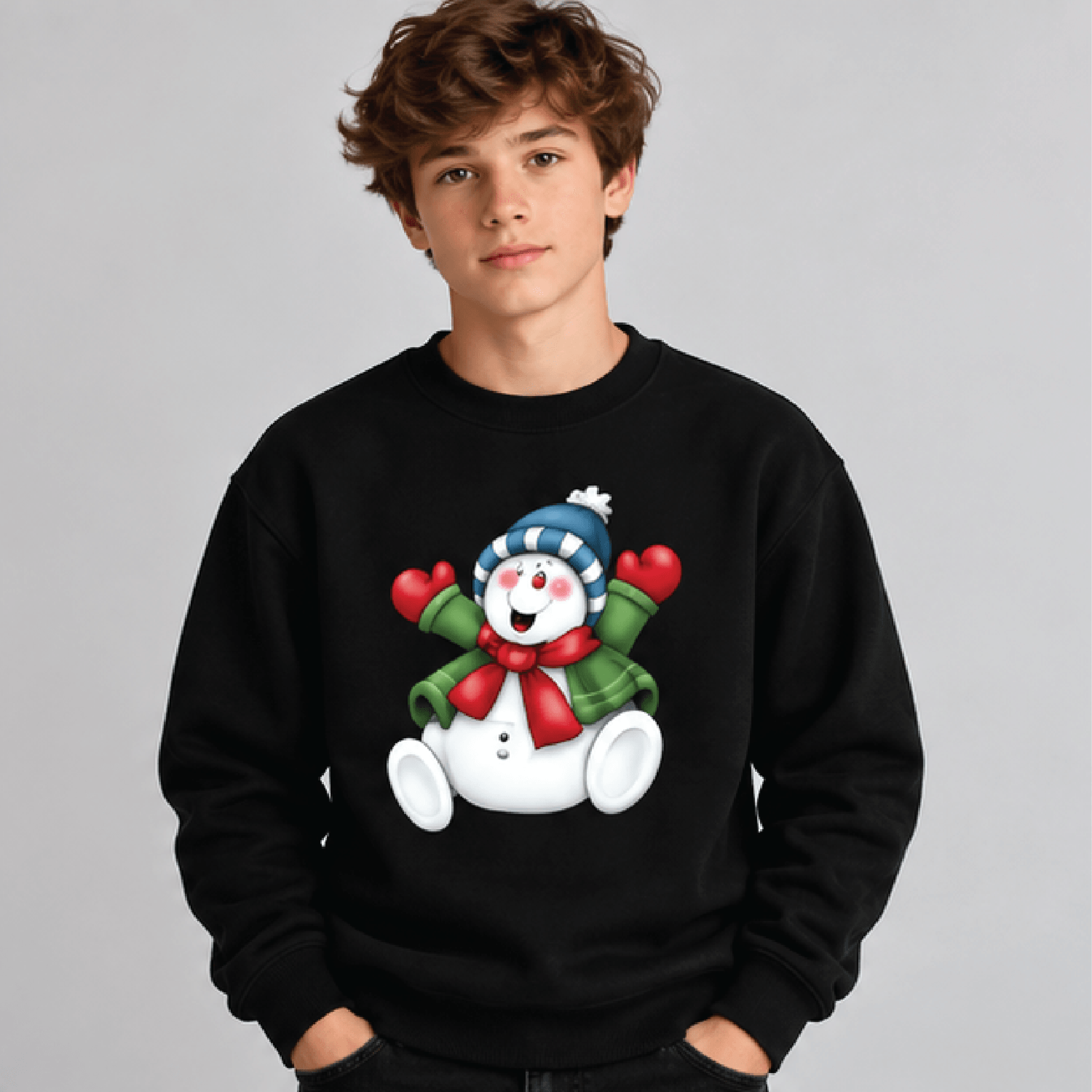 Cute Snowman Christmas Sweatshirt Kids Youth Unisex Winter Crewneck Happy Holiday Snowman Festive S 1