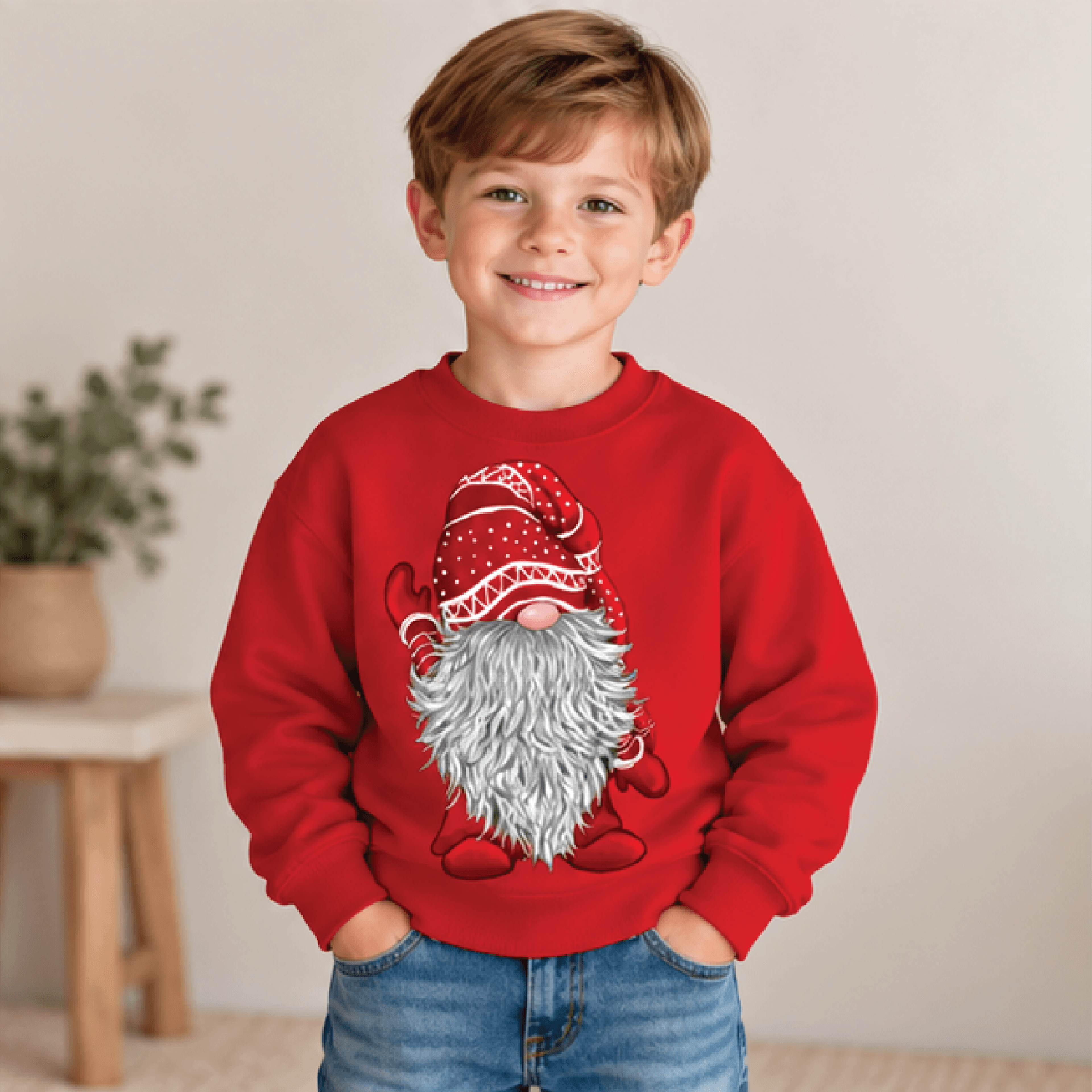 Nordic Christmas Gnome Sweatshirt Kids Youth Unisex Red Gnome Crewneck Scandinavian Holiday Winter  3