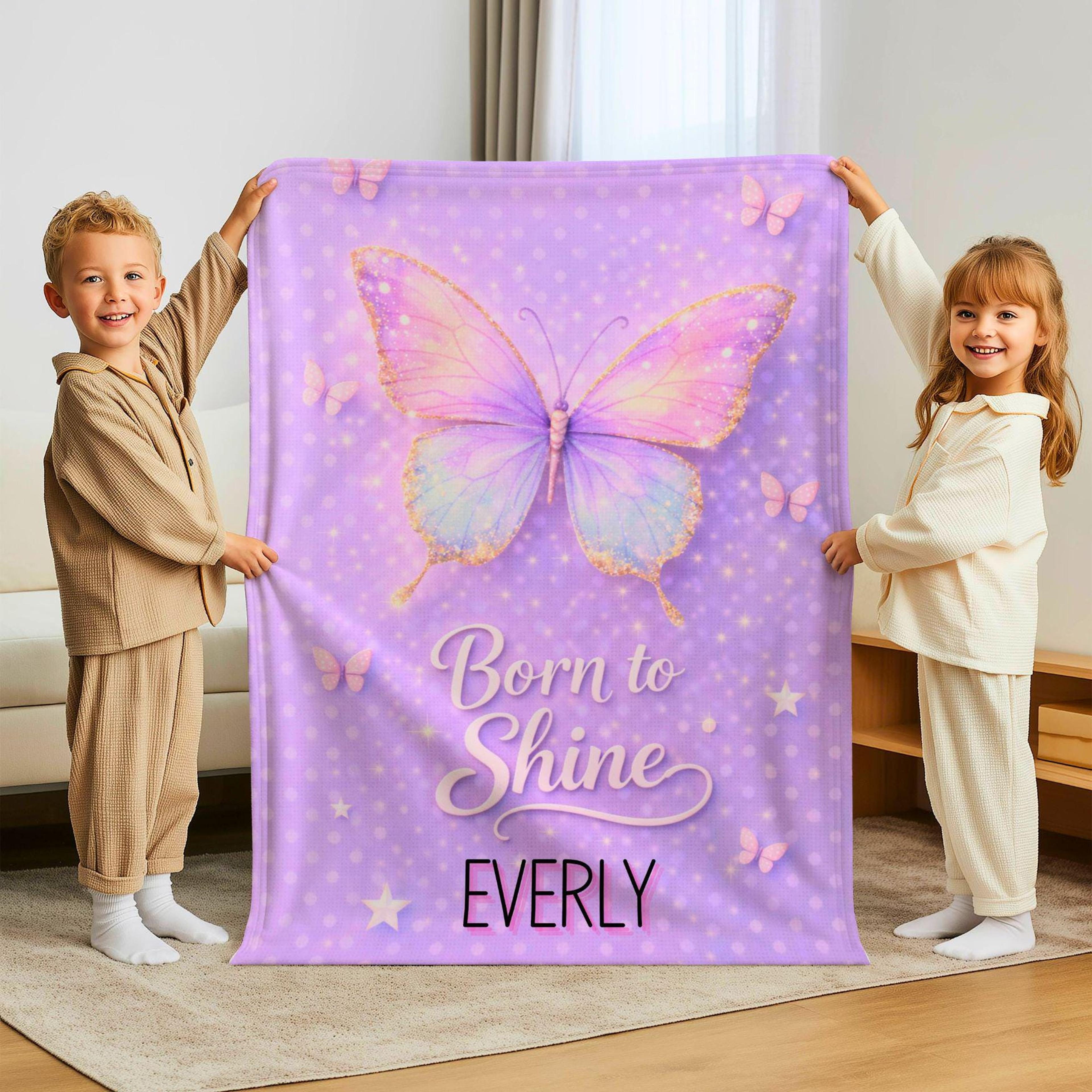 personalized butterfly queen baby blanket, custom name sherpa blanket, baby girl gift, princess nursery blanket