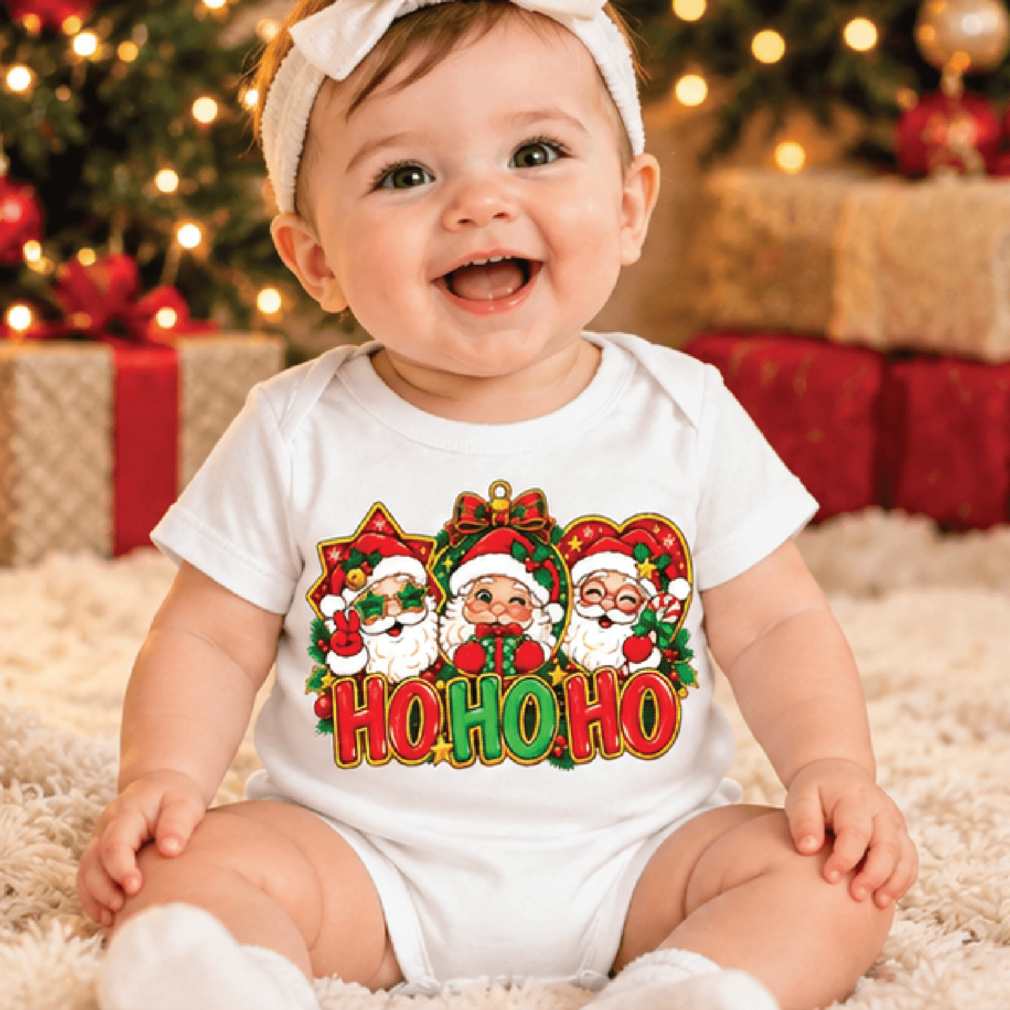 ho ho ho christmas shirt, cute santa claus holiday t-shirt, baby christmas bodysuit, kids xmas outfit, festive santa gif