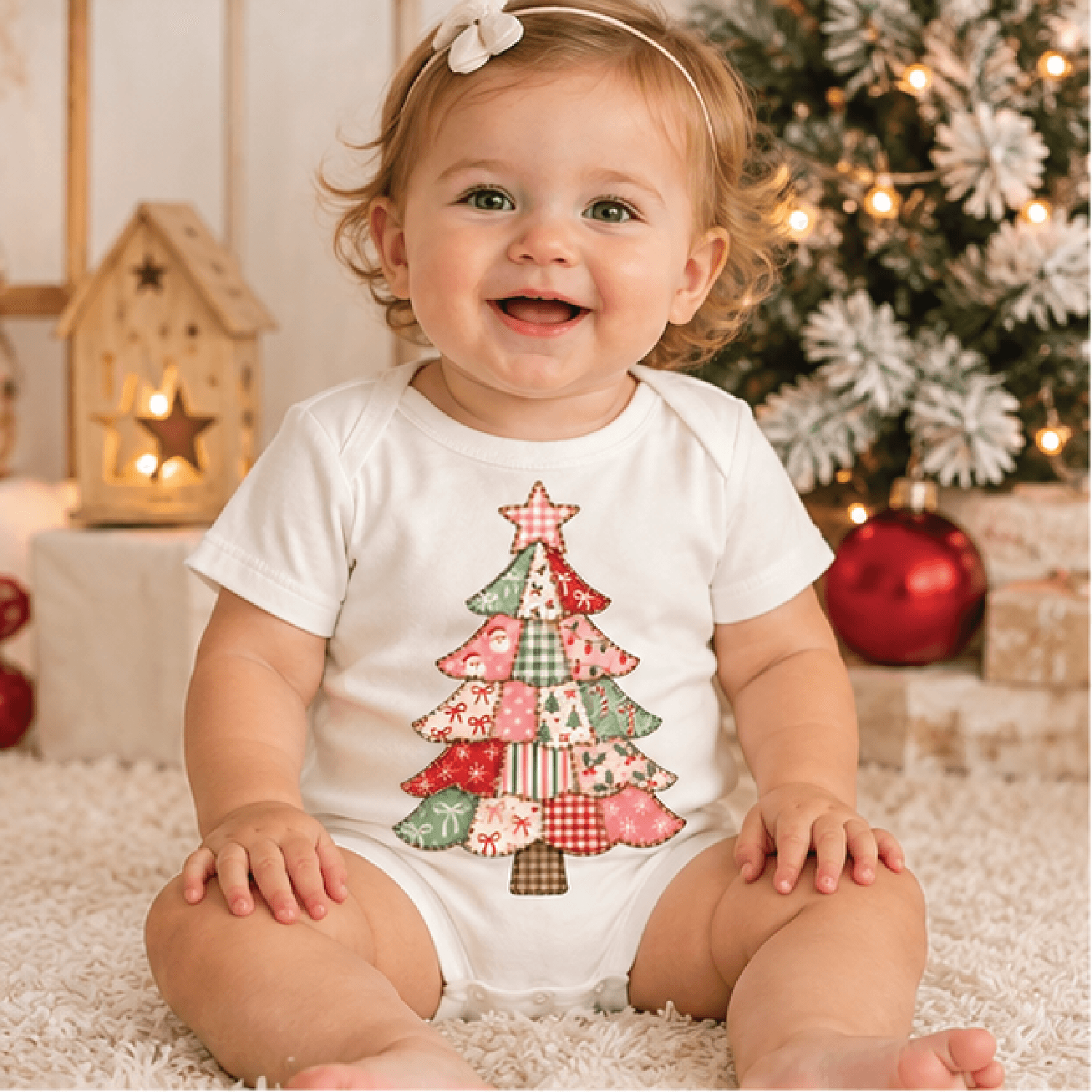 patchwork christmas tree shirt, vintage christmas kids t-shirt, baby holiday bodysuit, cute retro xmas tree toddler