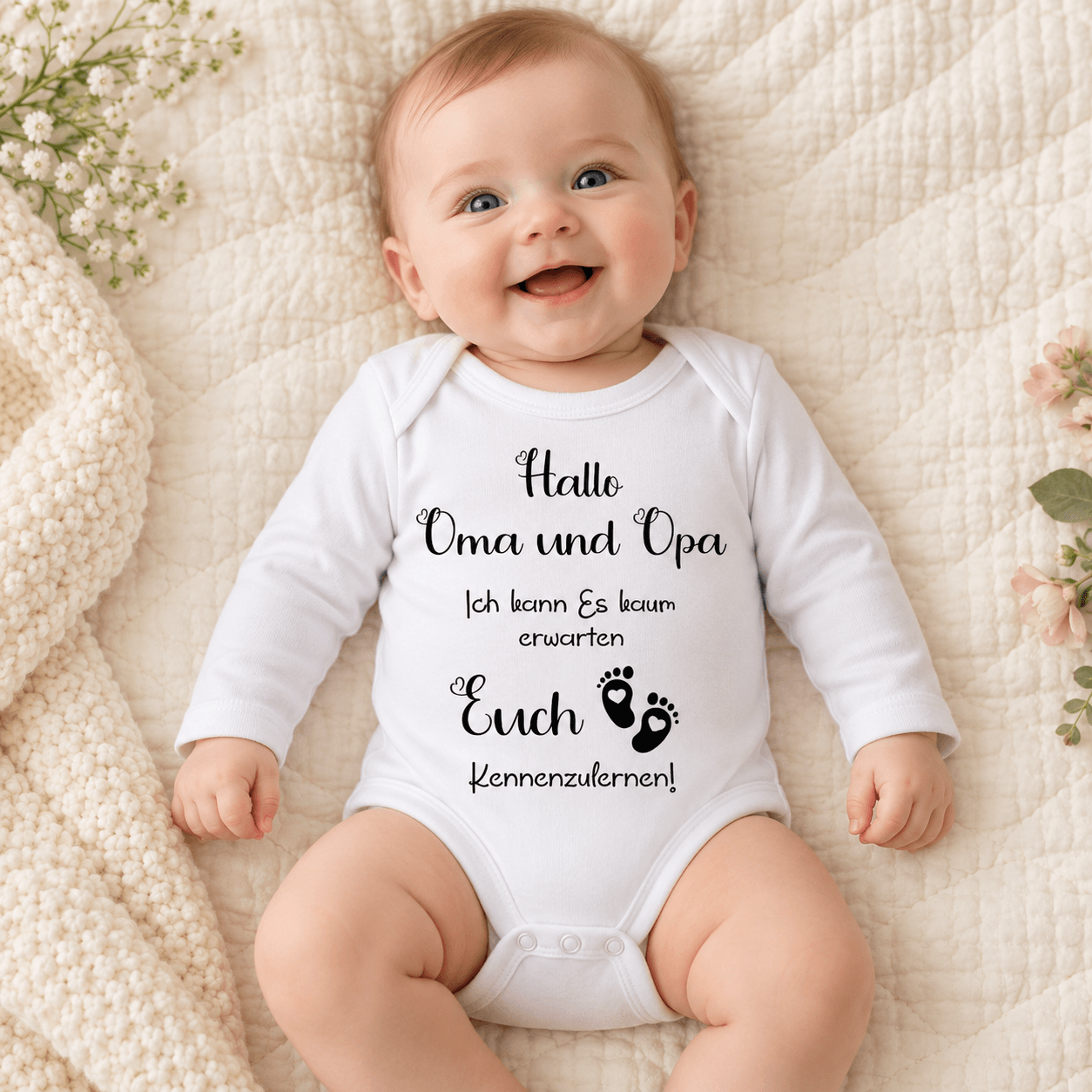 hallo oma und opa baby bodysuit, german pregnancy announcement onesie, surprise grandparents reveal, unisex baby gift