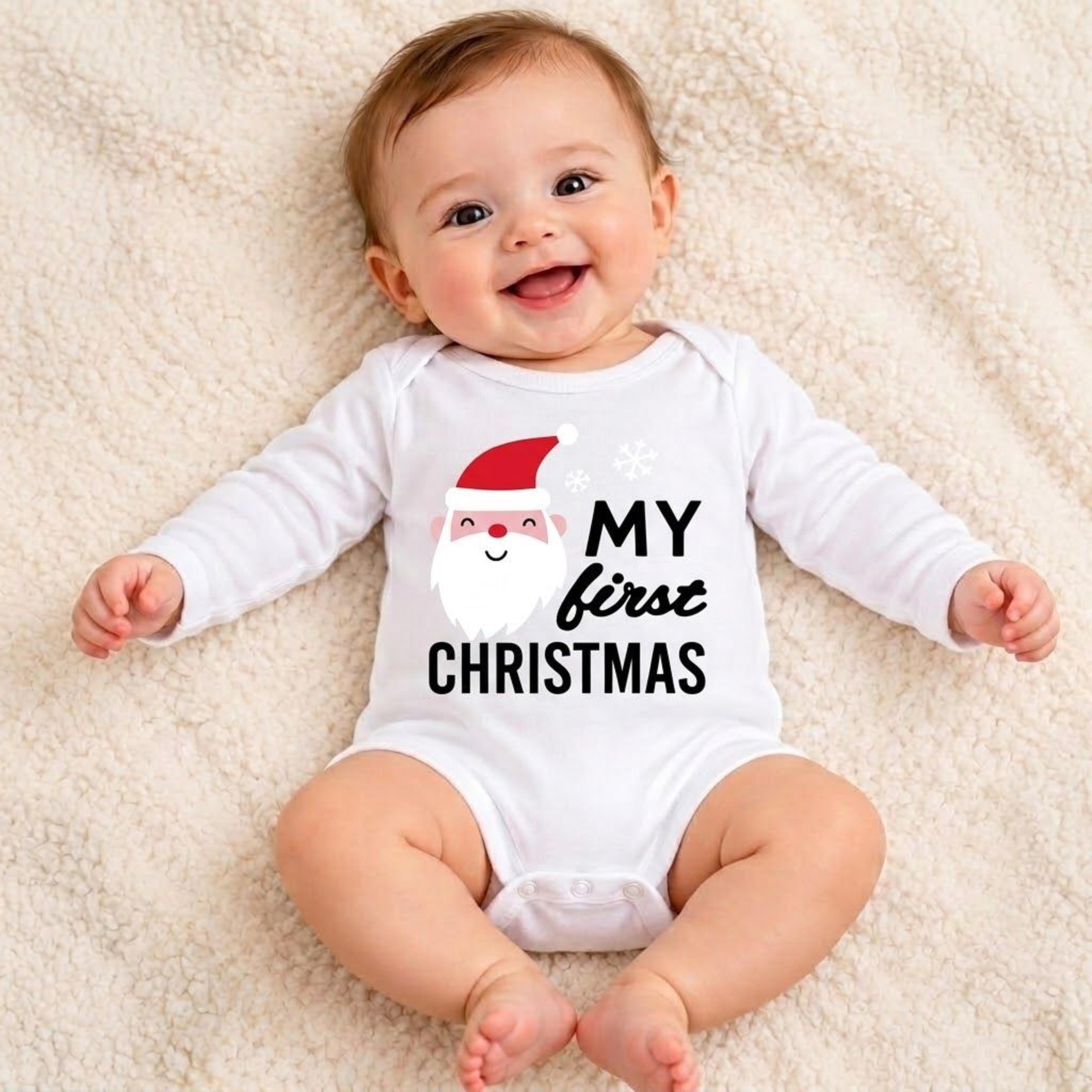my first christmas baby romper, cute santa claus baby bodysuit, unisex holiday outfit, newborn xmas gift for baby boys