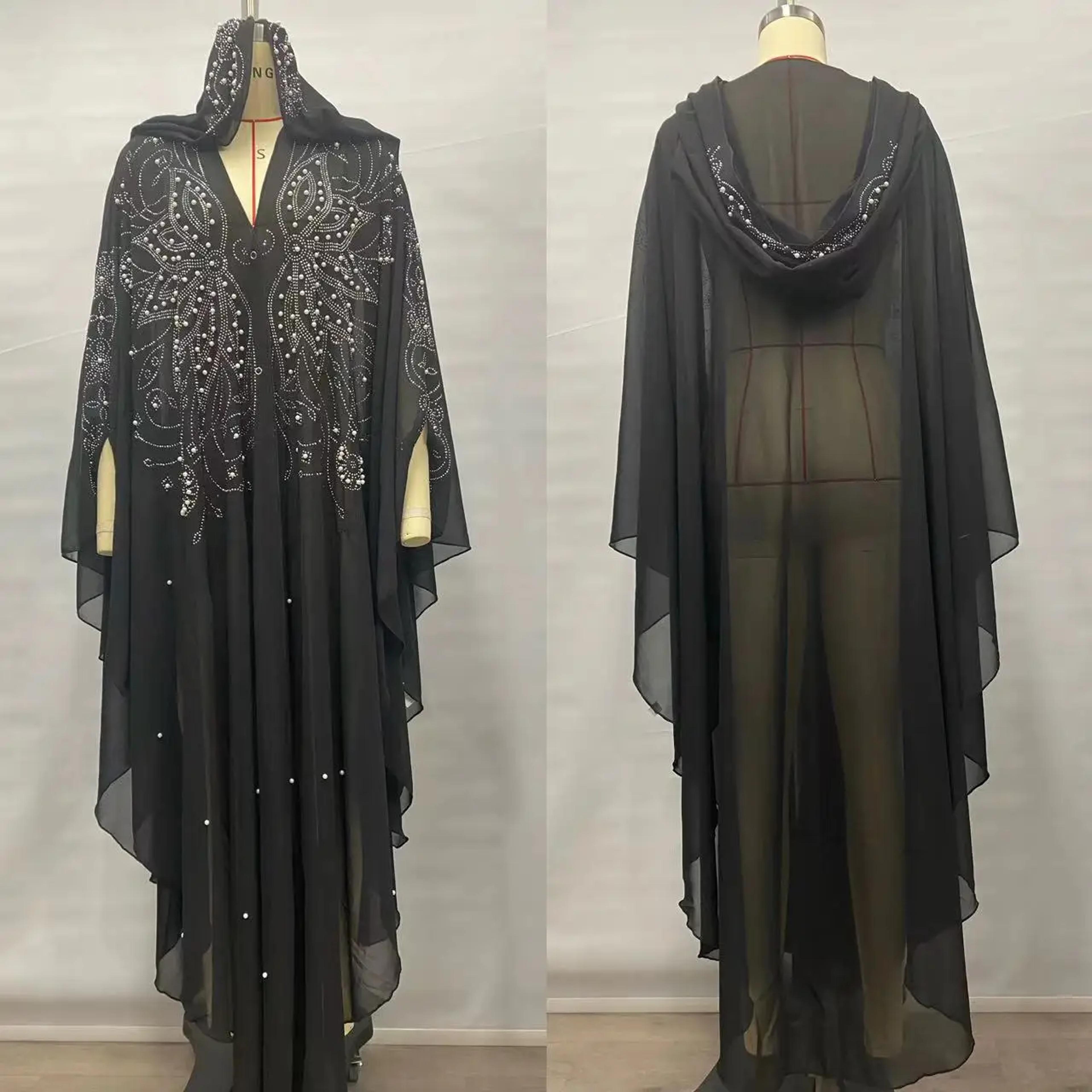 Vintage Thin Hooded Cloak Women Clothing Cape Dress Fashion Ponchos Coats  Jackets With Bling Diamo 9