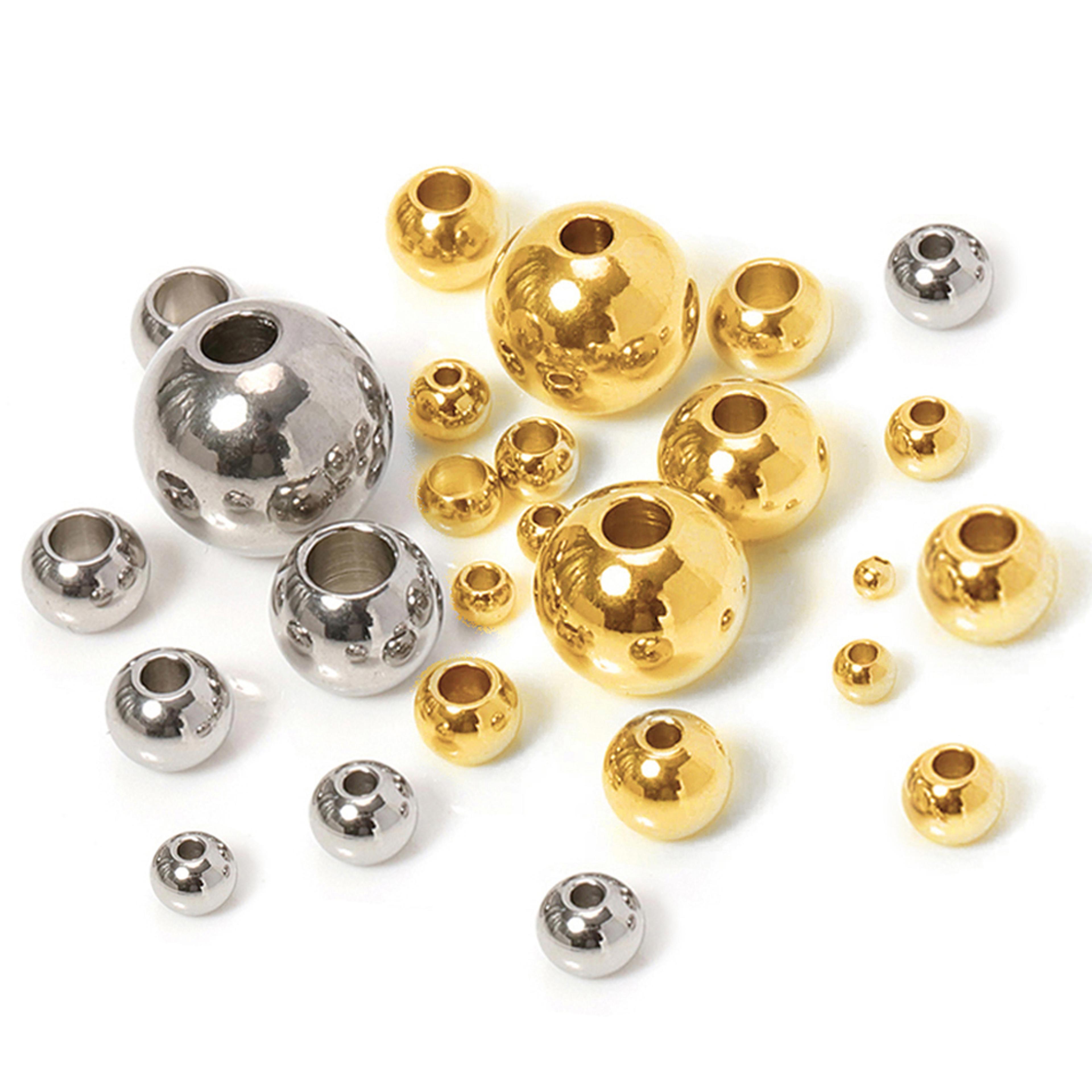 gold color stainless steel spacer beads charms loose beads, durable metal beads for diy jewelry, bracelets & necklaces