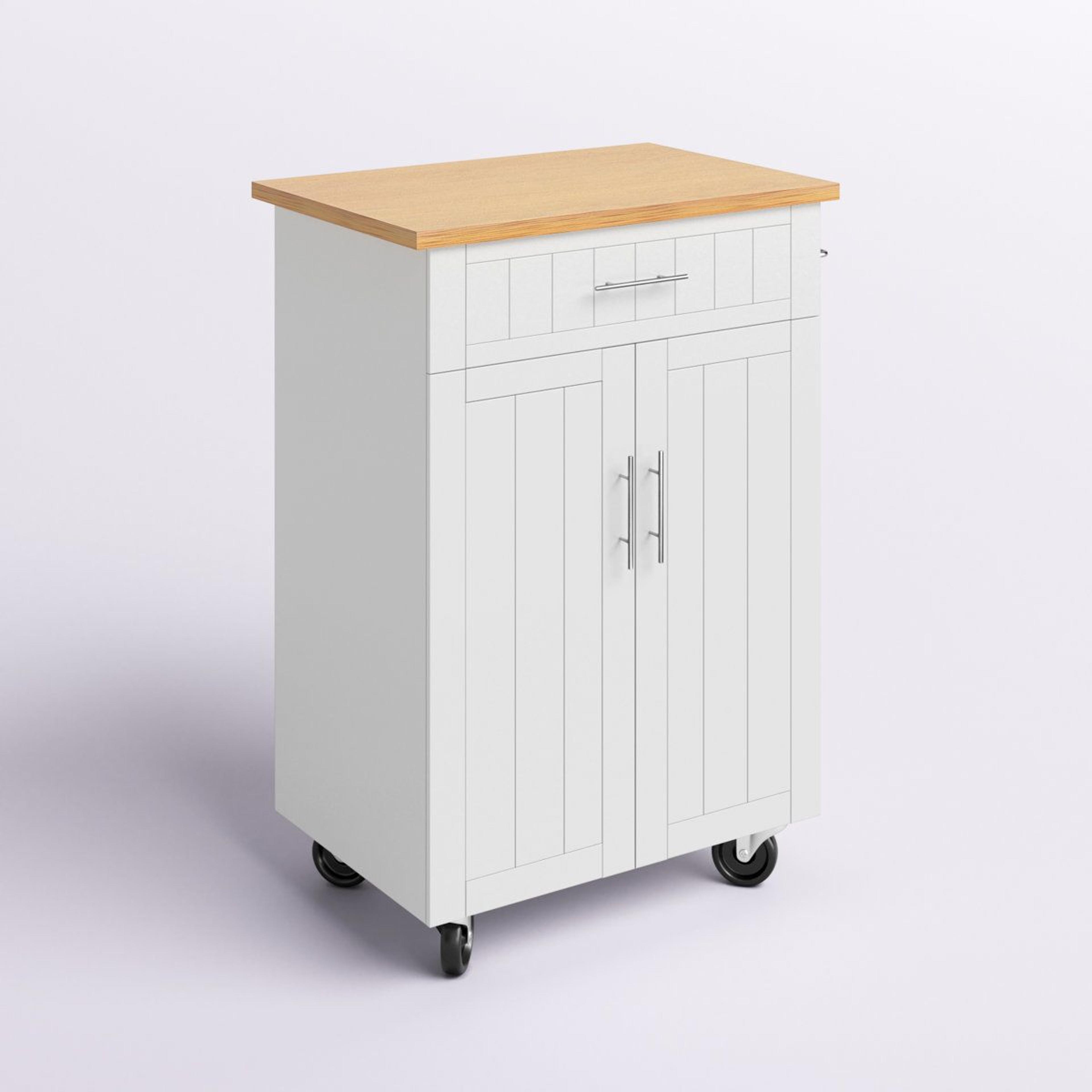 alleah rolling kitchen island cart with storage and spacious worktop
