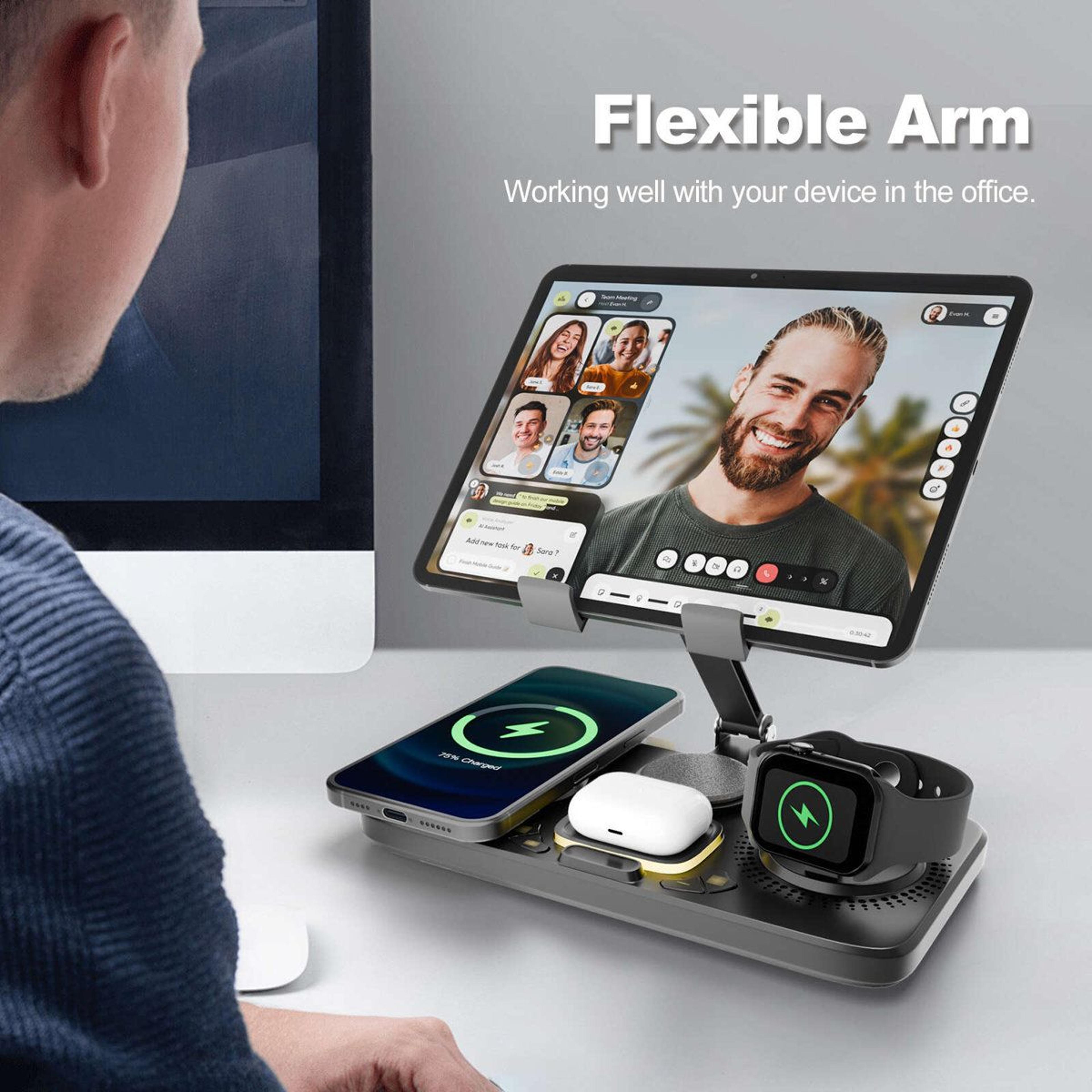 Foldable 3 In 1 Magnetic Wireless Charger For IPhone Apple Watch And AirPods 2