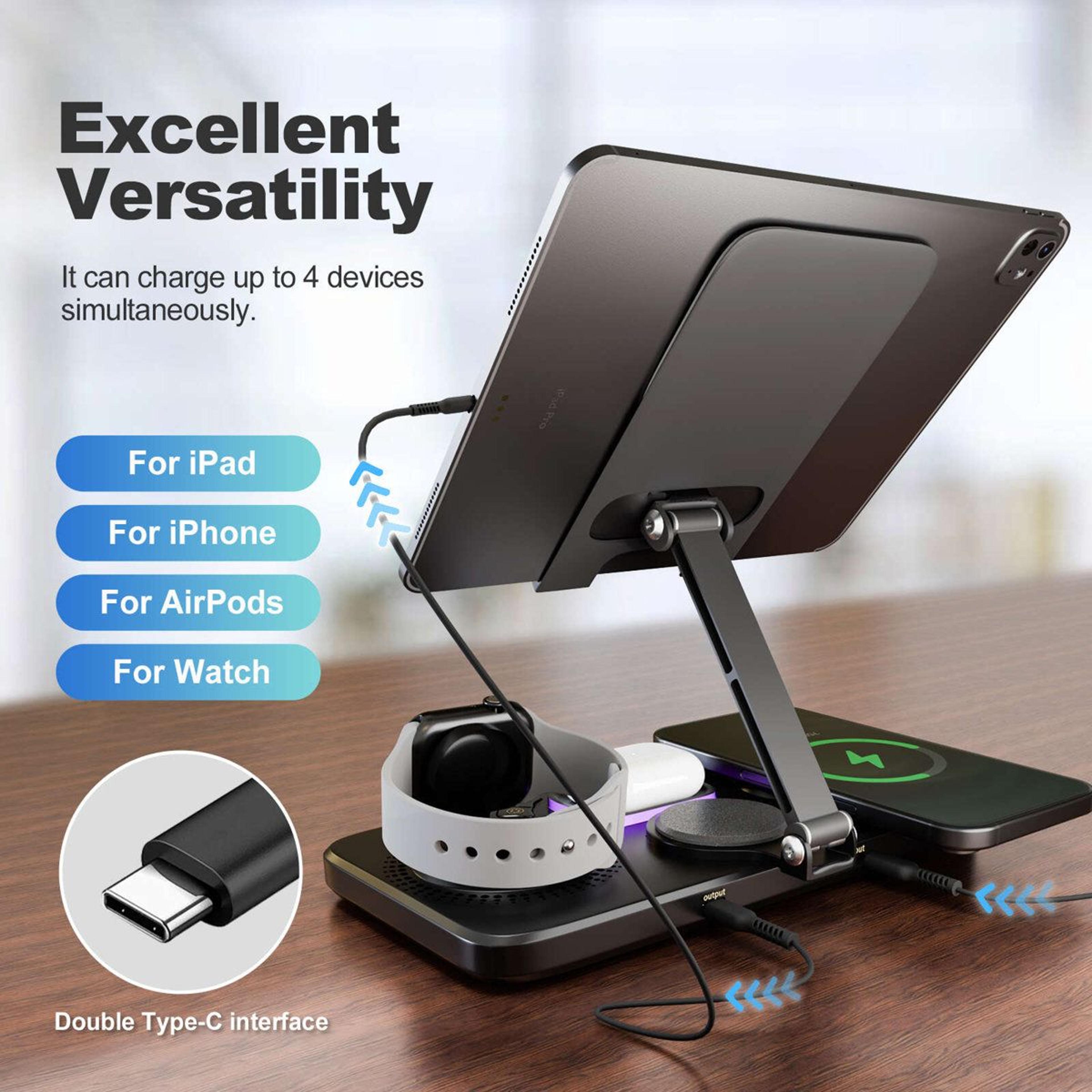 Foldable 3 In 1 Magnetic Wireless Charger For IPhone Apple Watch And AirPods 5