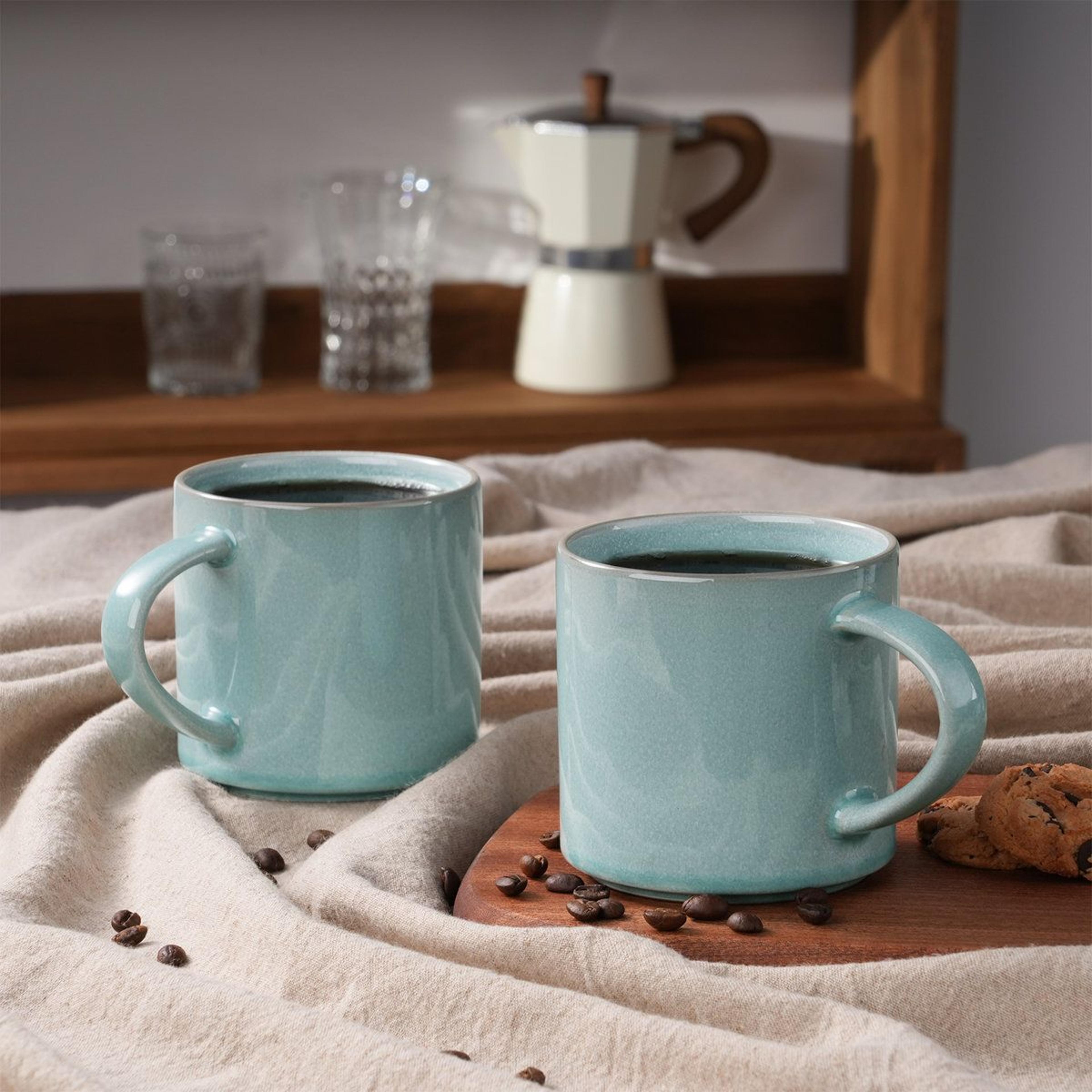 Artisan 14 Oz Stoneware Coffee Mug Set Of 4 With Reactive Glaze 3