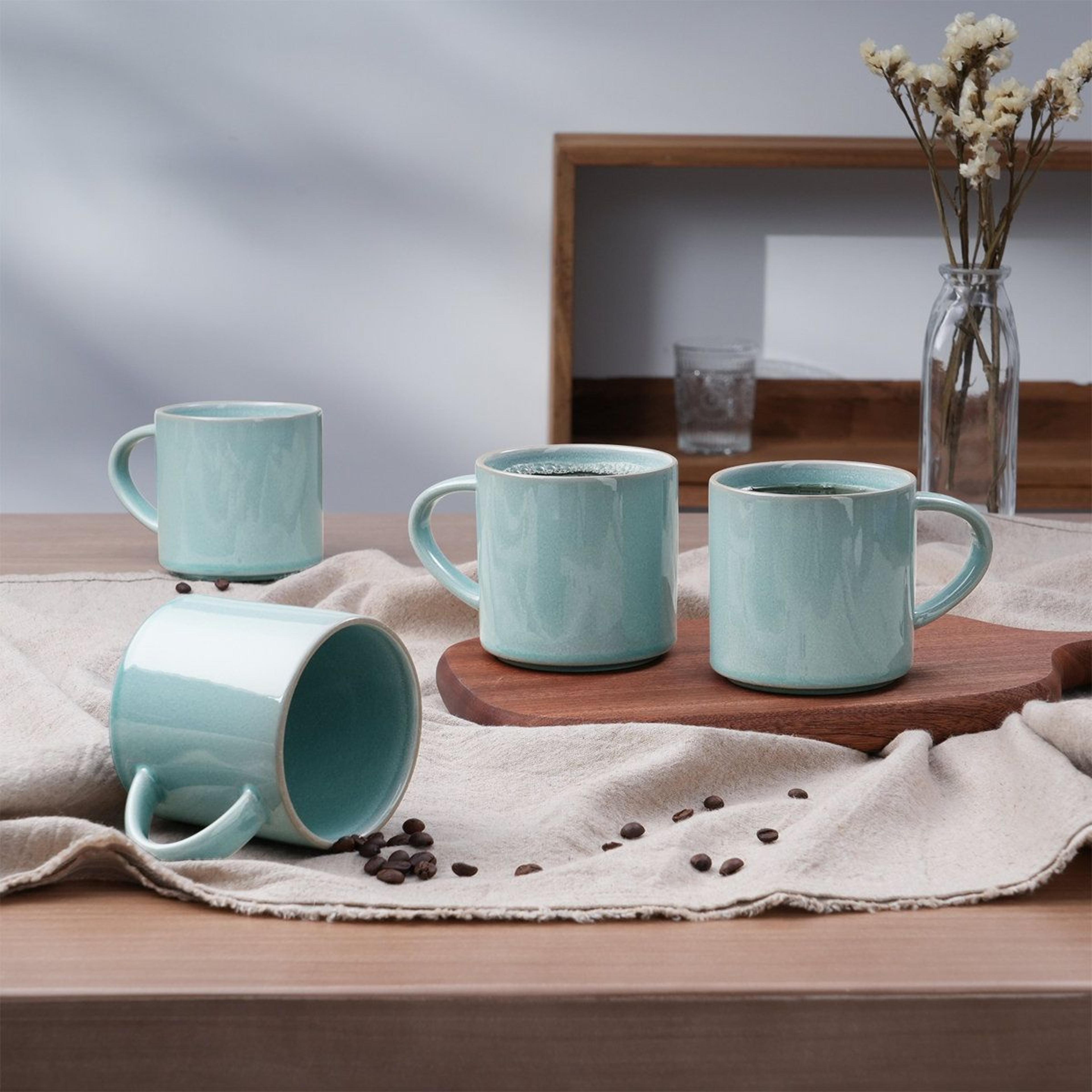 Artisan 14 Oz Stoneware Coffee Mug Set Of 4 With Reactive Glaze 5