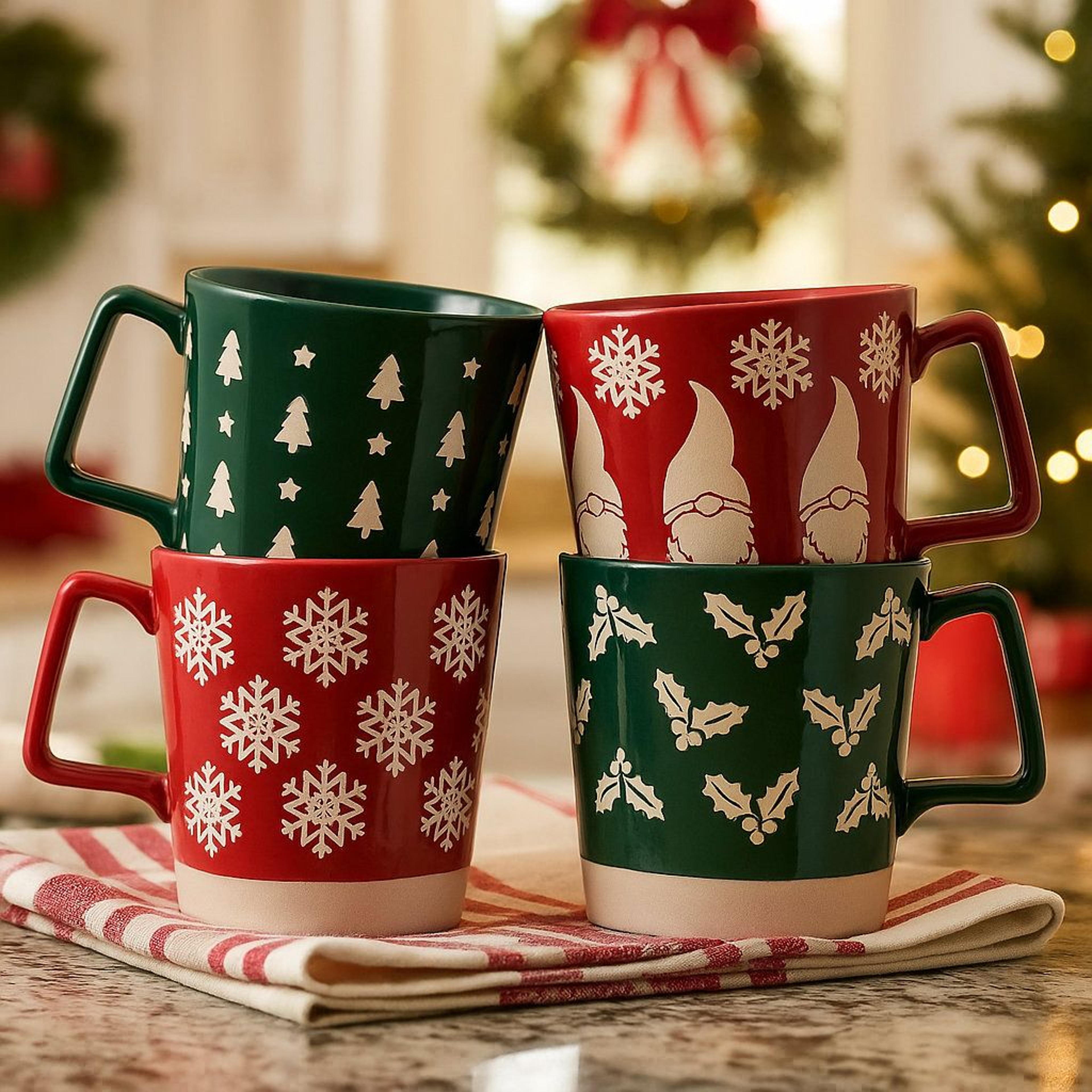 Farden Christmas Coffee Mug Set Of 4 With 20 Oz Ceramic Holiday Cups 6