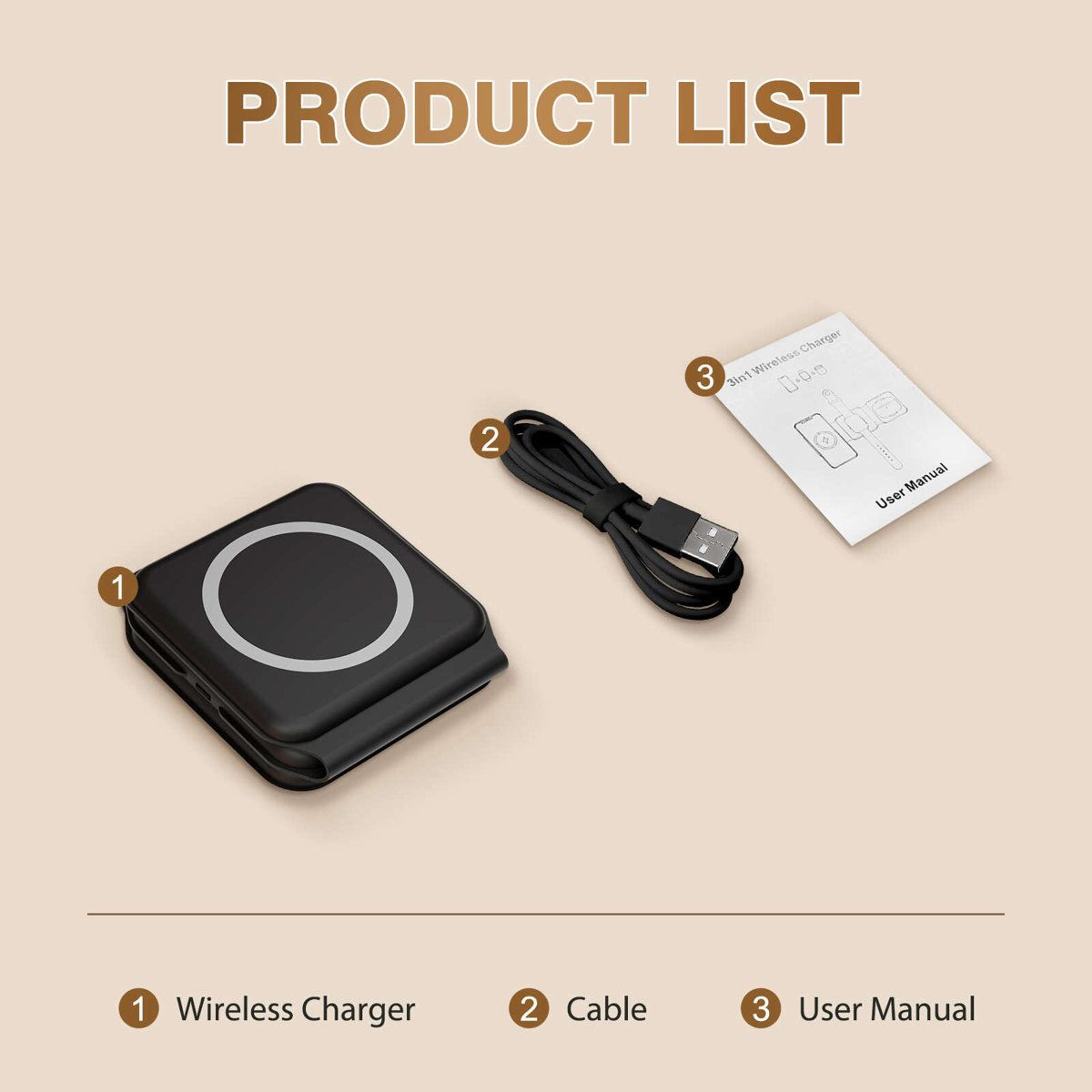 Waloo 3 In 1 Wireless Charger Foldable Charging Station For IPhone Apple Watch And AirPods 4