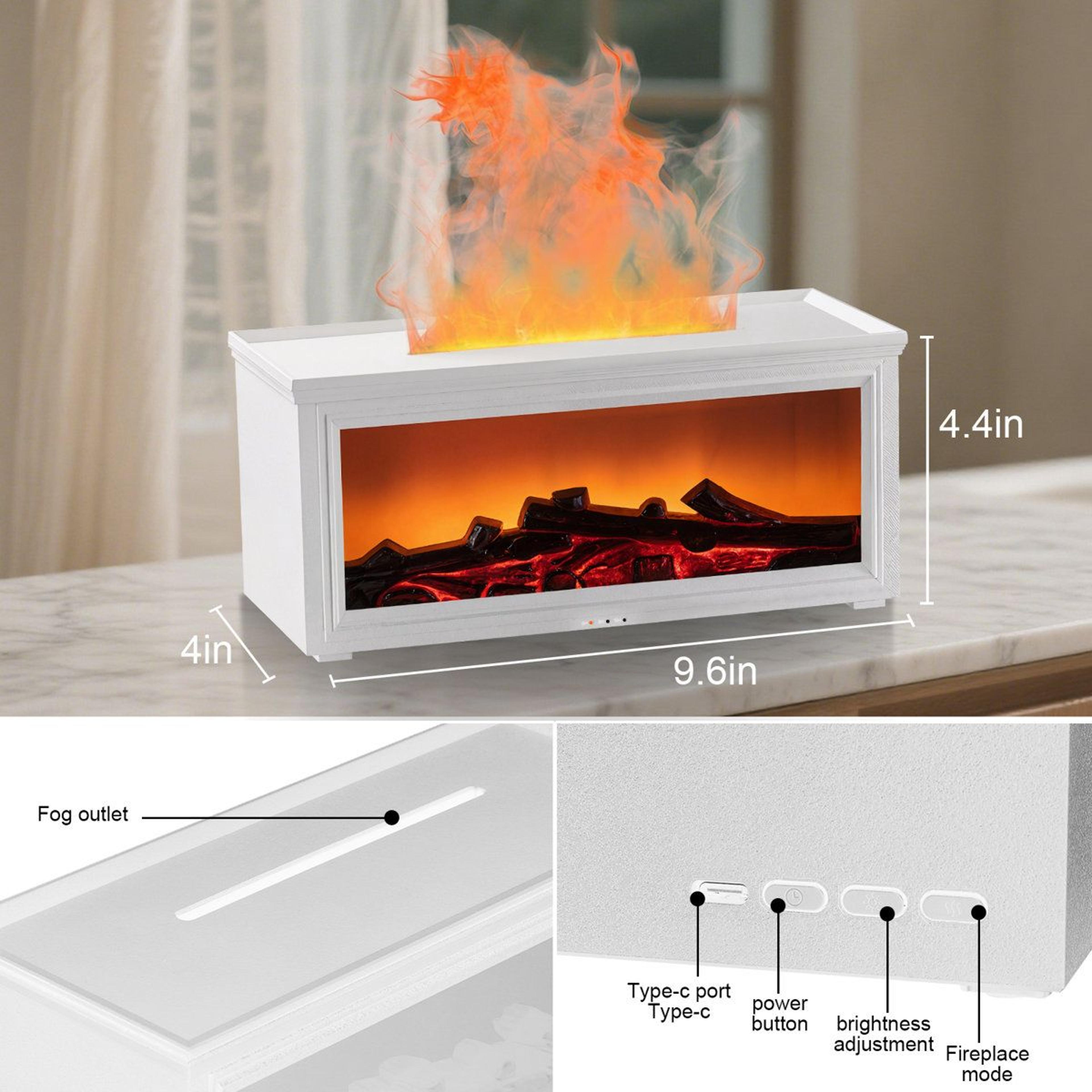 280ml Fireplace Humidifier And Essential Oil Diffuser With 7 Color Light 8