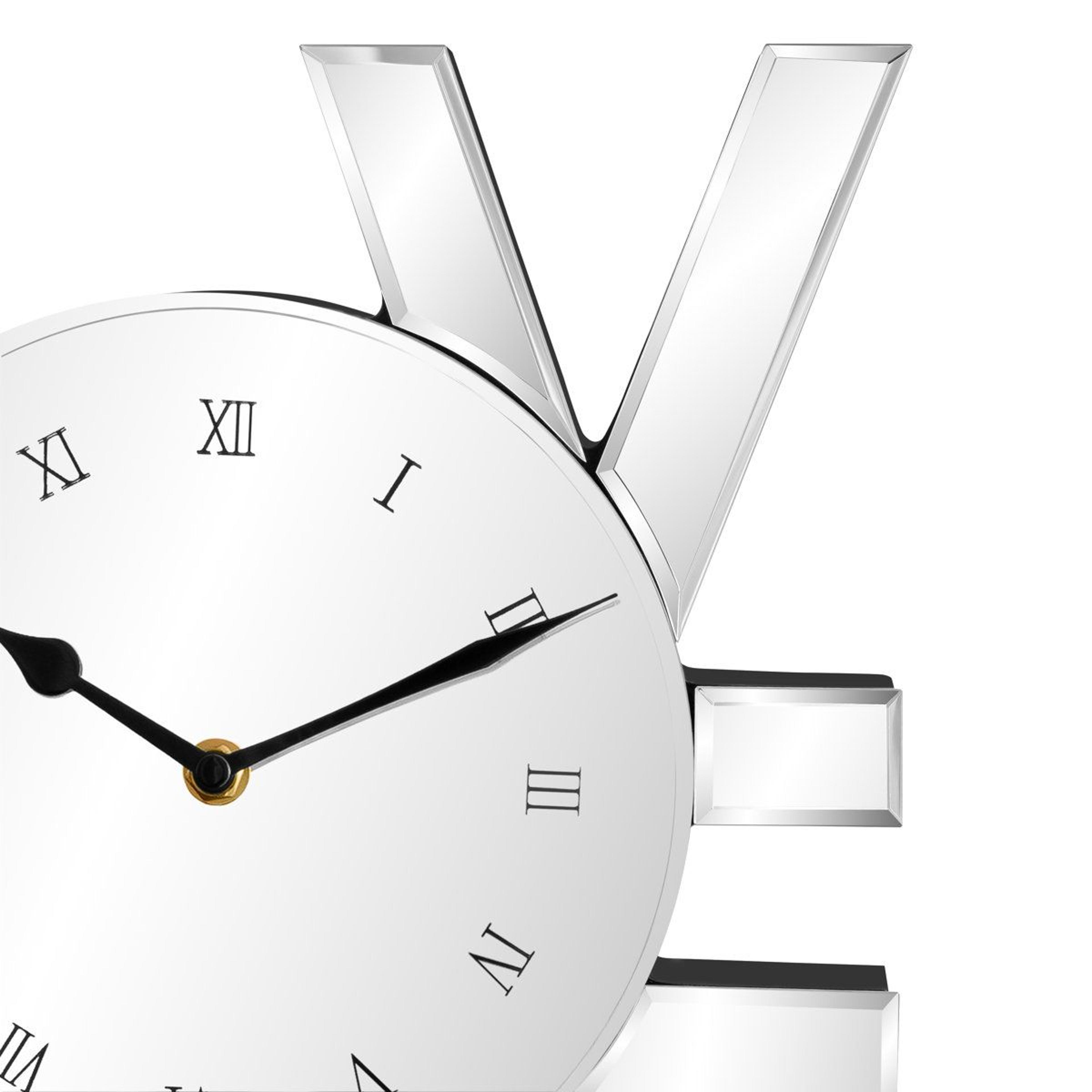 LOVE Silver Mirrored Decorative Clock With Silent Quartz Movement 1