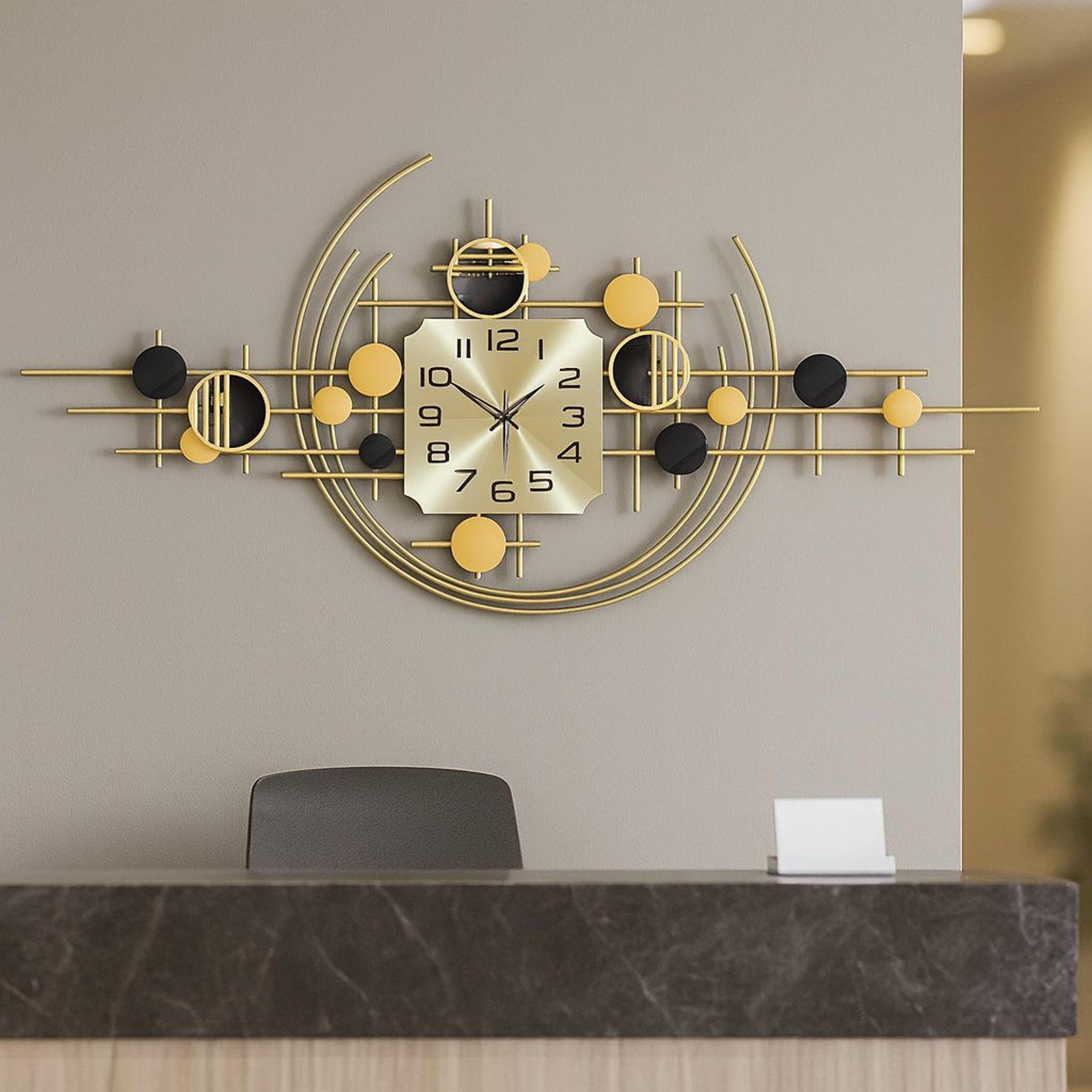 40 Inch Large Wall Clock Gold Metal Silent Modern Wall Decor 10