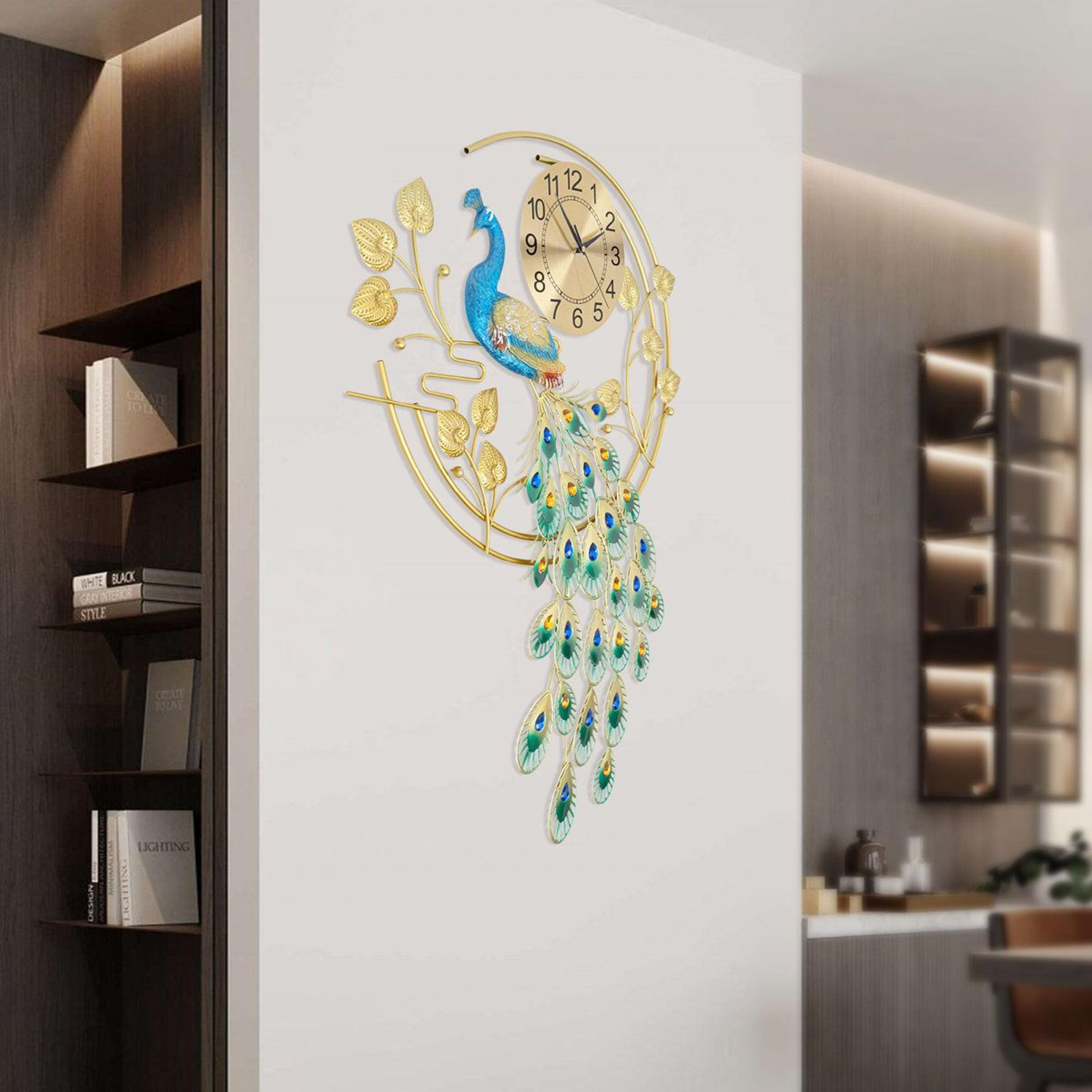 Modern Gold Wall Clock With Silent Quartz Movement And Crystal Accents 12