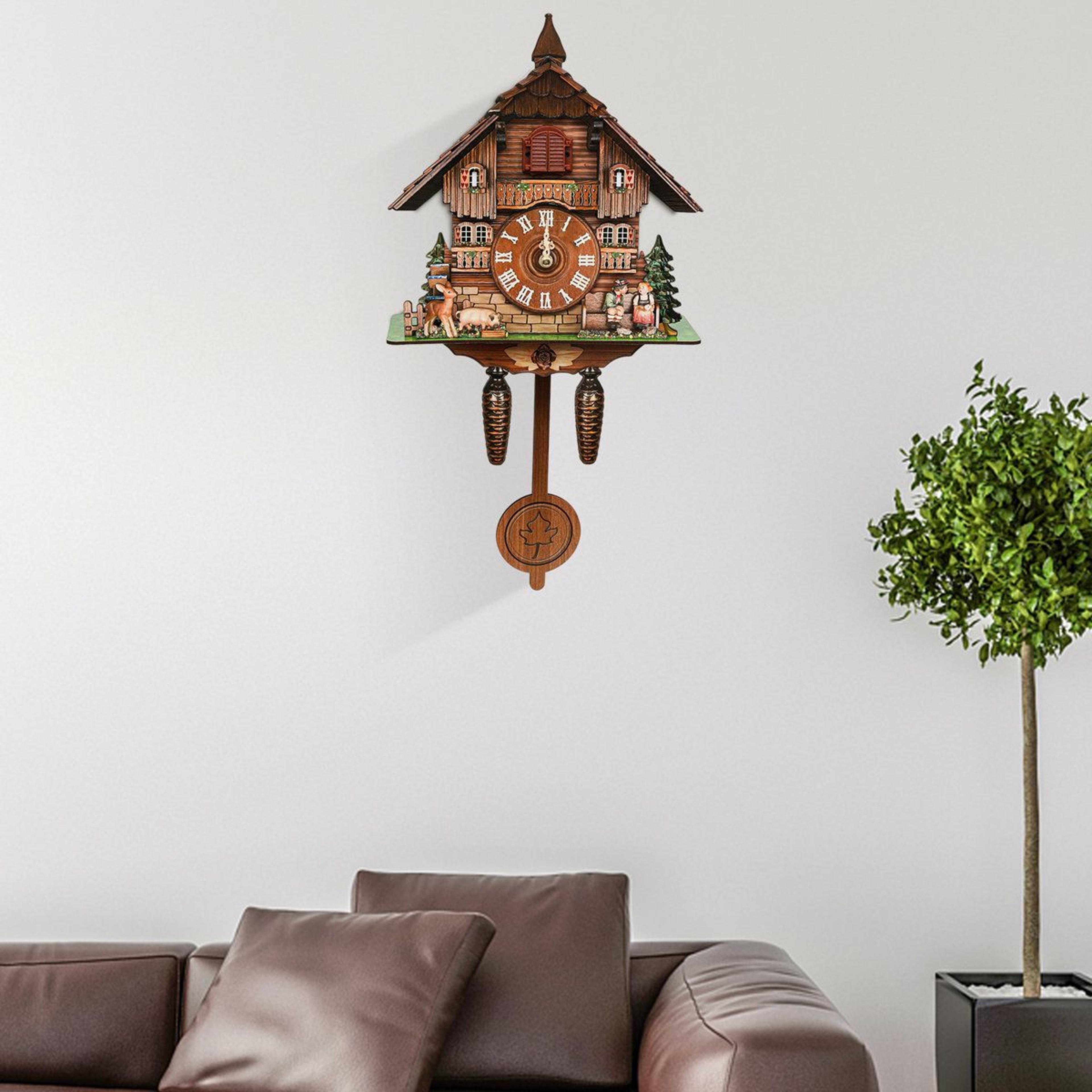 Vintage Cuckoo Wall Clock With Hourly Chime Decorative MDF Wall Clock 13