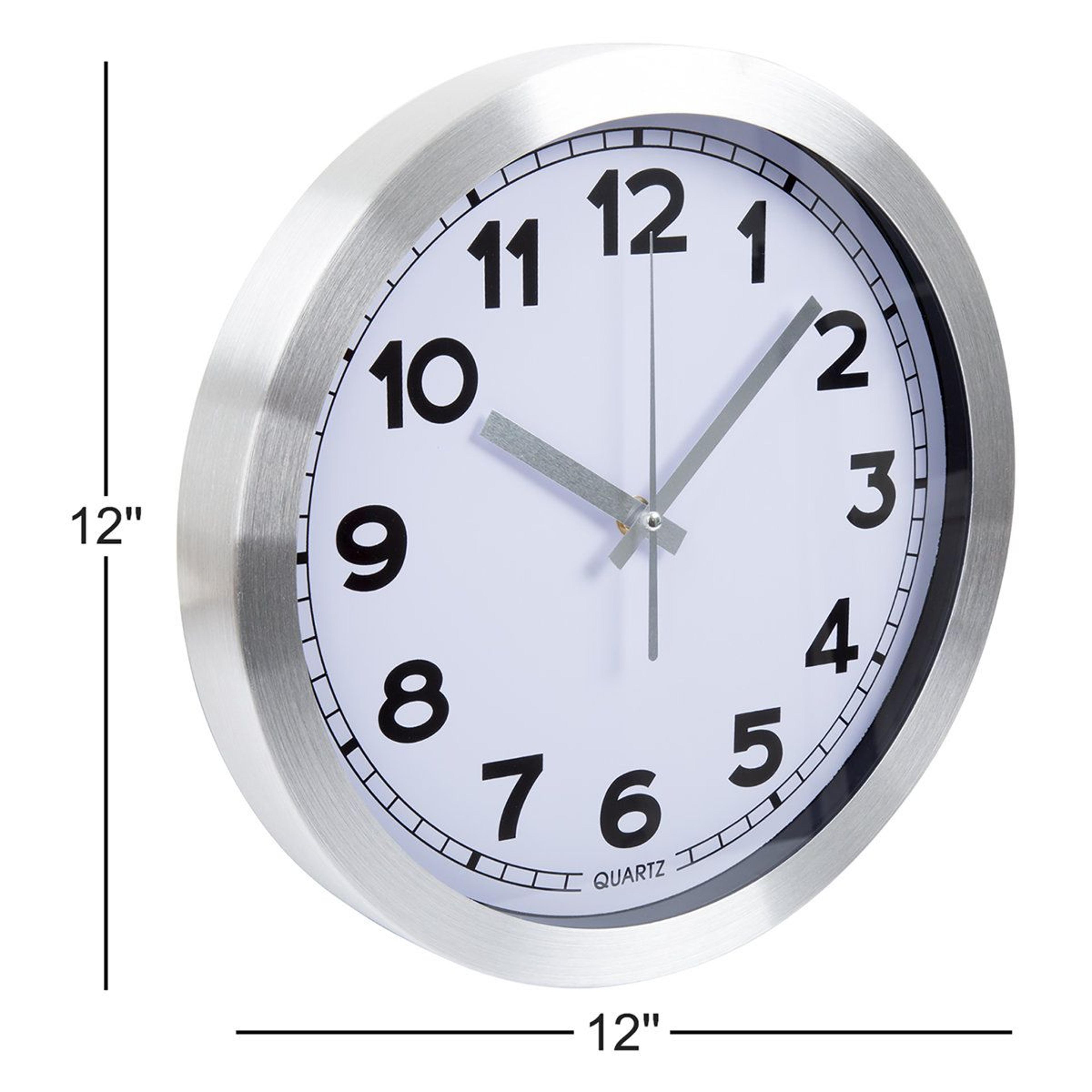 12 Inch Wall Clock Brushed Aluminum Modern Wall Clock With Glass Face 2
