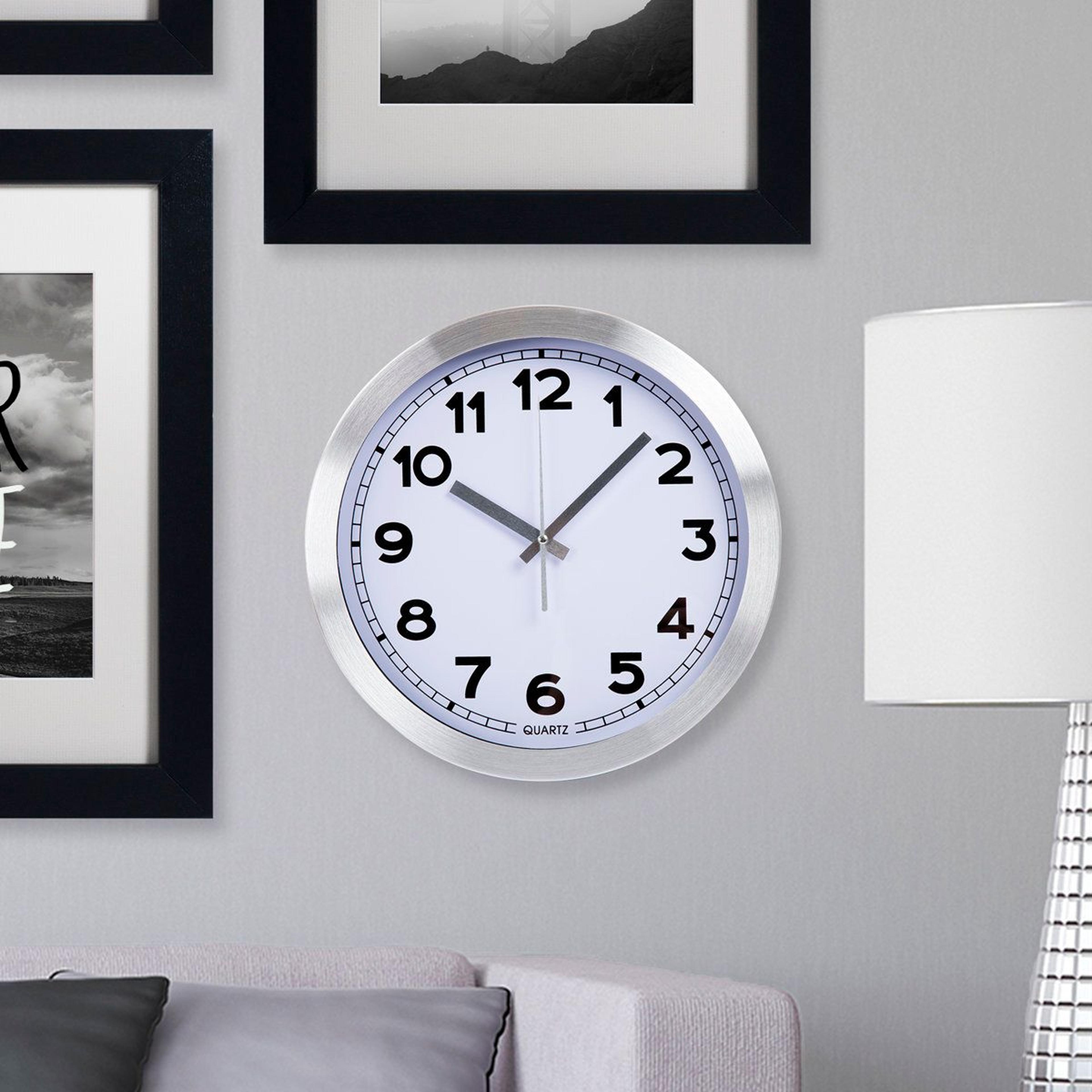 12 Inch Wall Clock Brushed Aluminum Modern Wall Clock With Glass Face 4