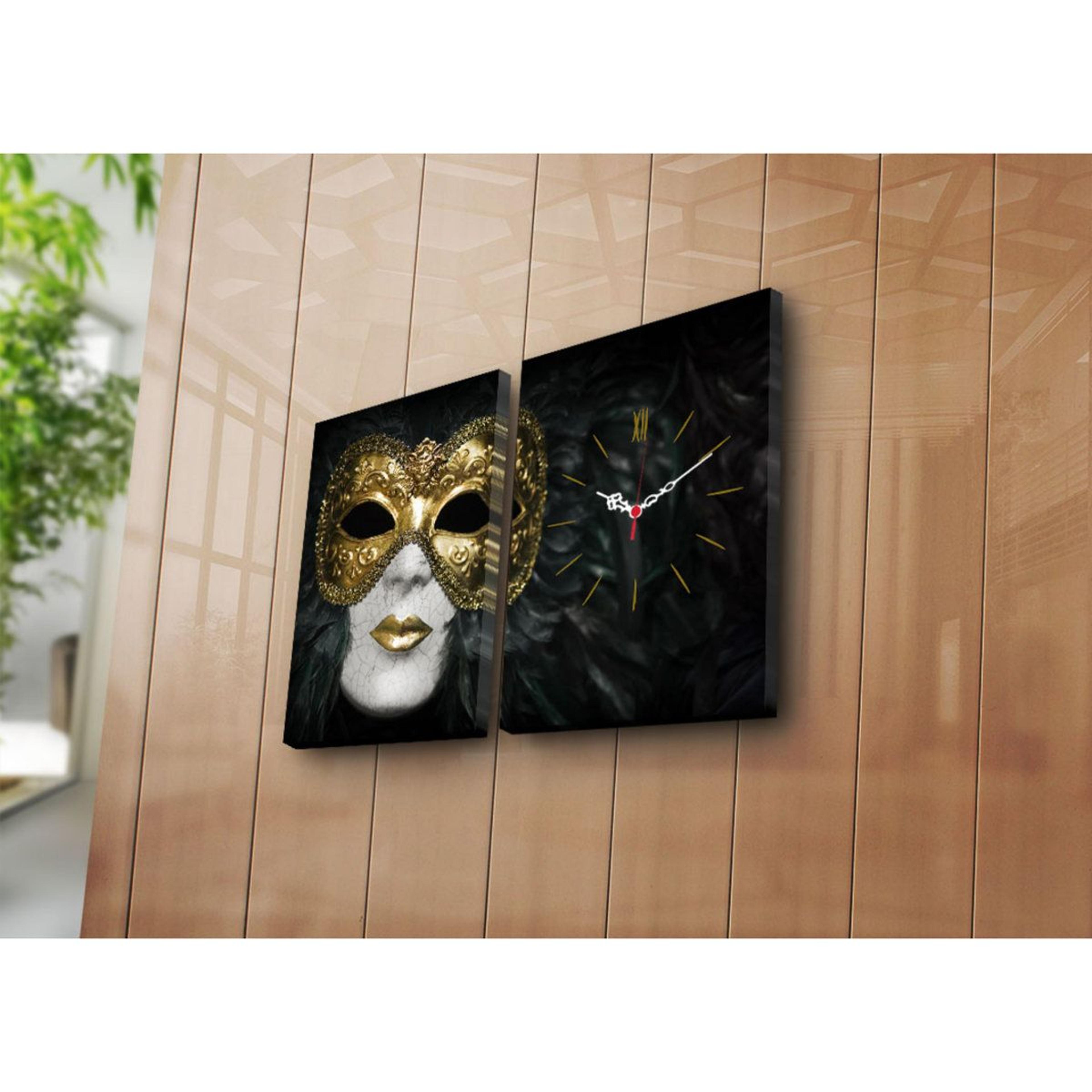 2 Piece Modern Canvas Wall Clock Set With Wooden Frame For Living Room And Office 2