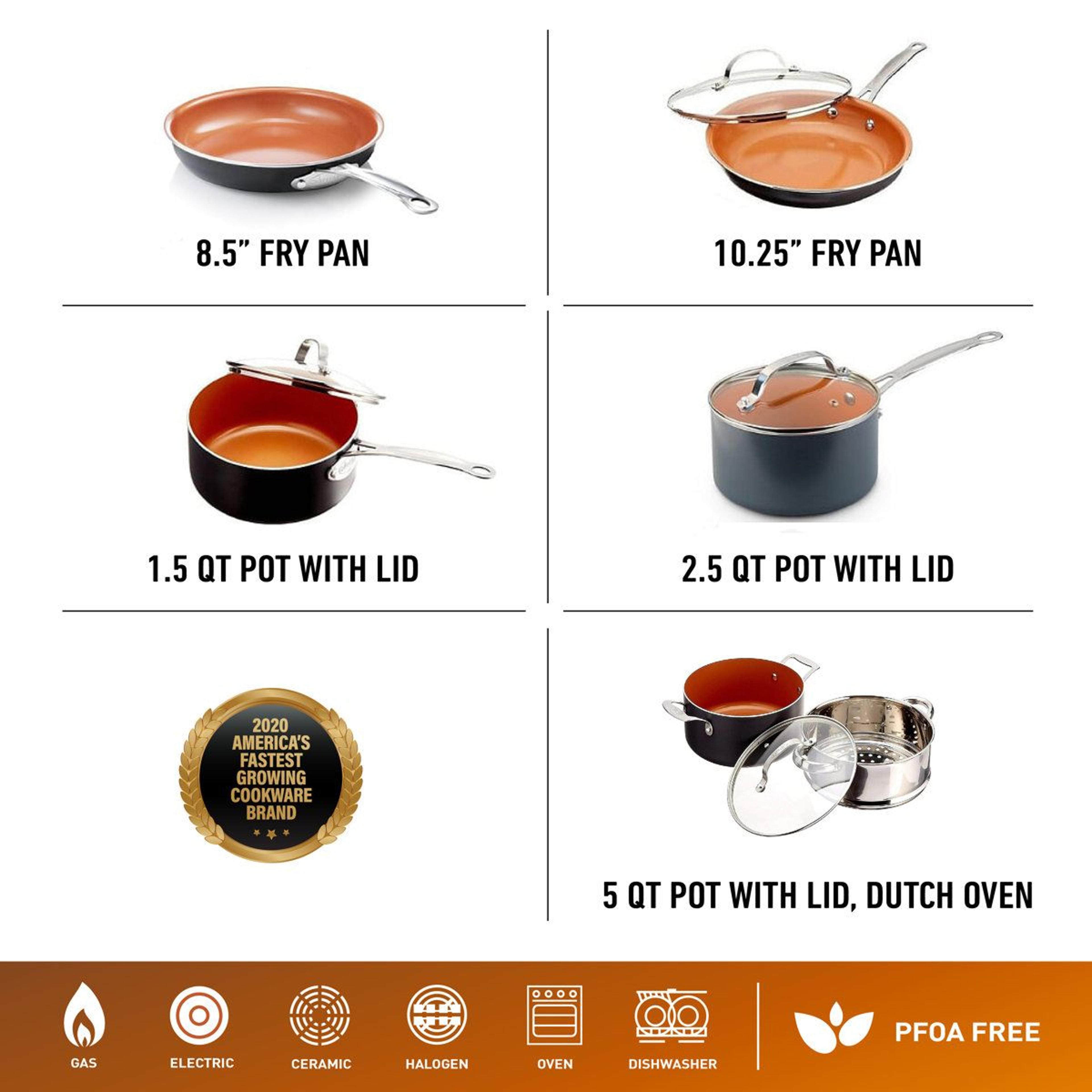 Gotham Steel 10 Piece Ceramic Nonstick Pots And Pans Set 1