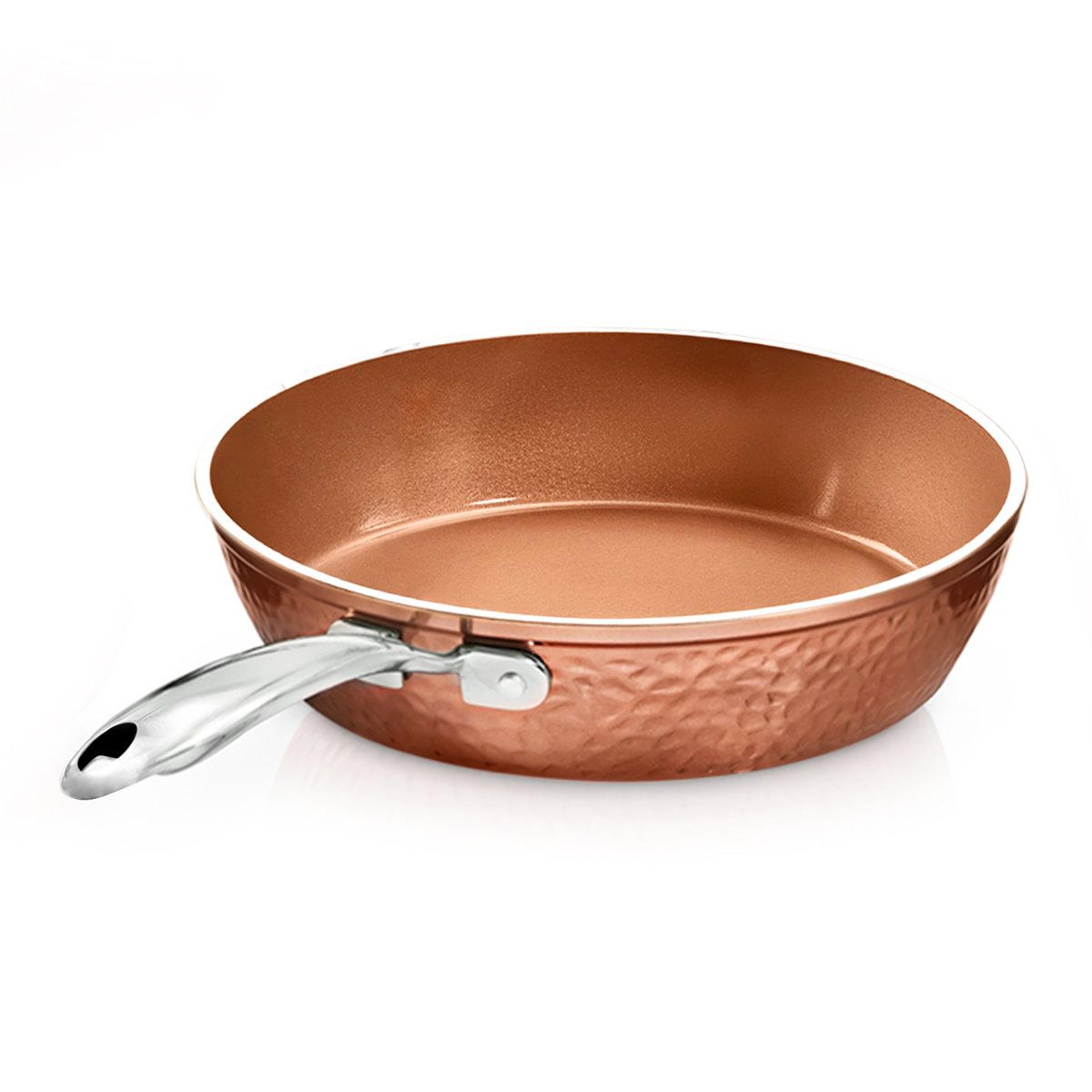 gotham steel 12 inch ceramic nonstick frying pan with hammered copper finish