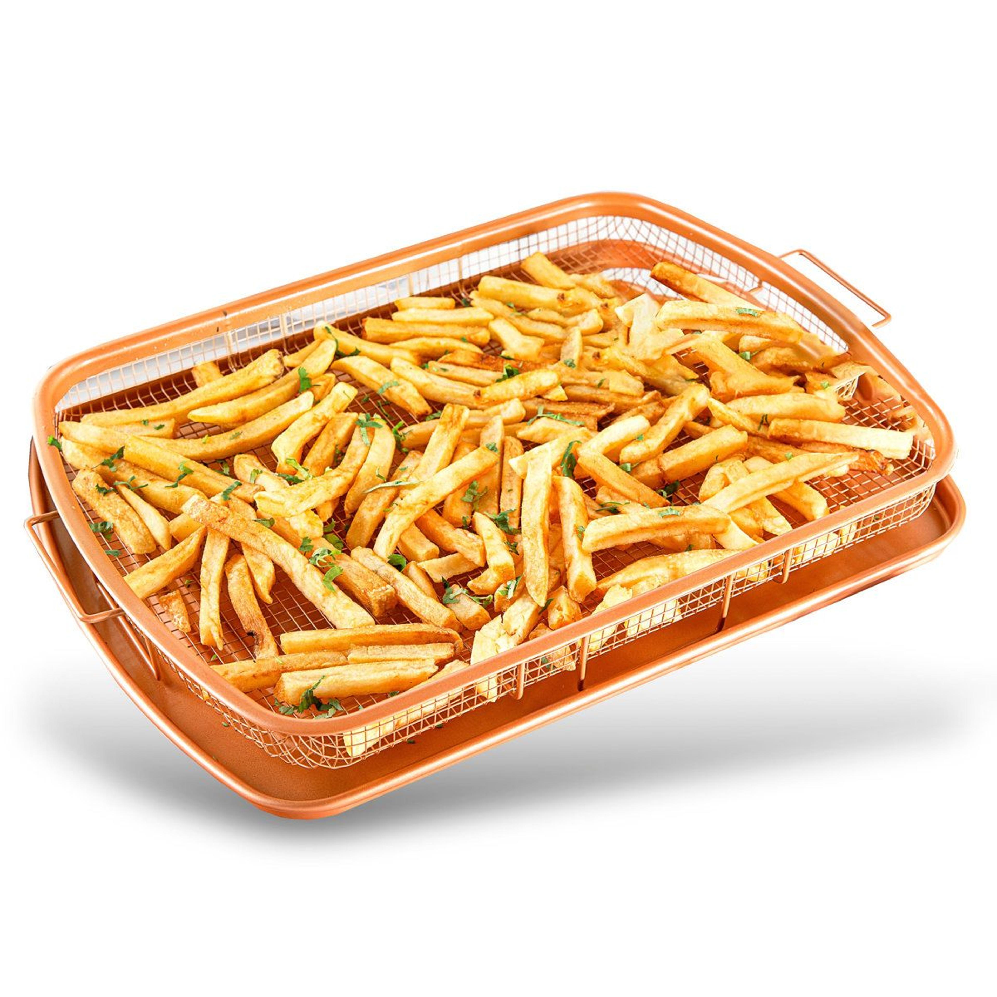 gotham steel xl nonstick air fryer tray for oven with crisper basket 16 x 12