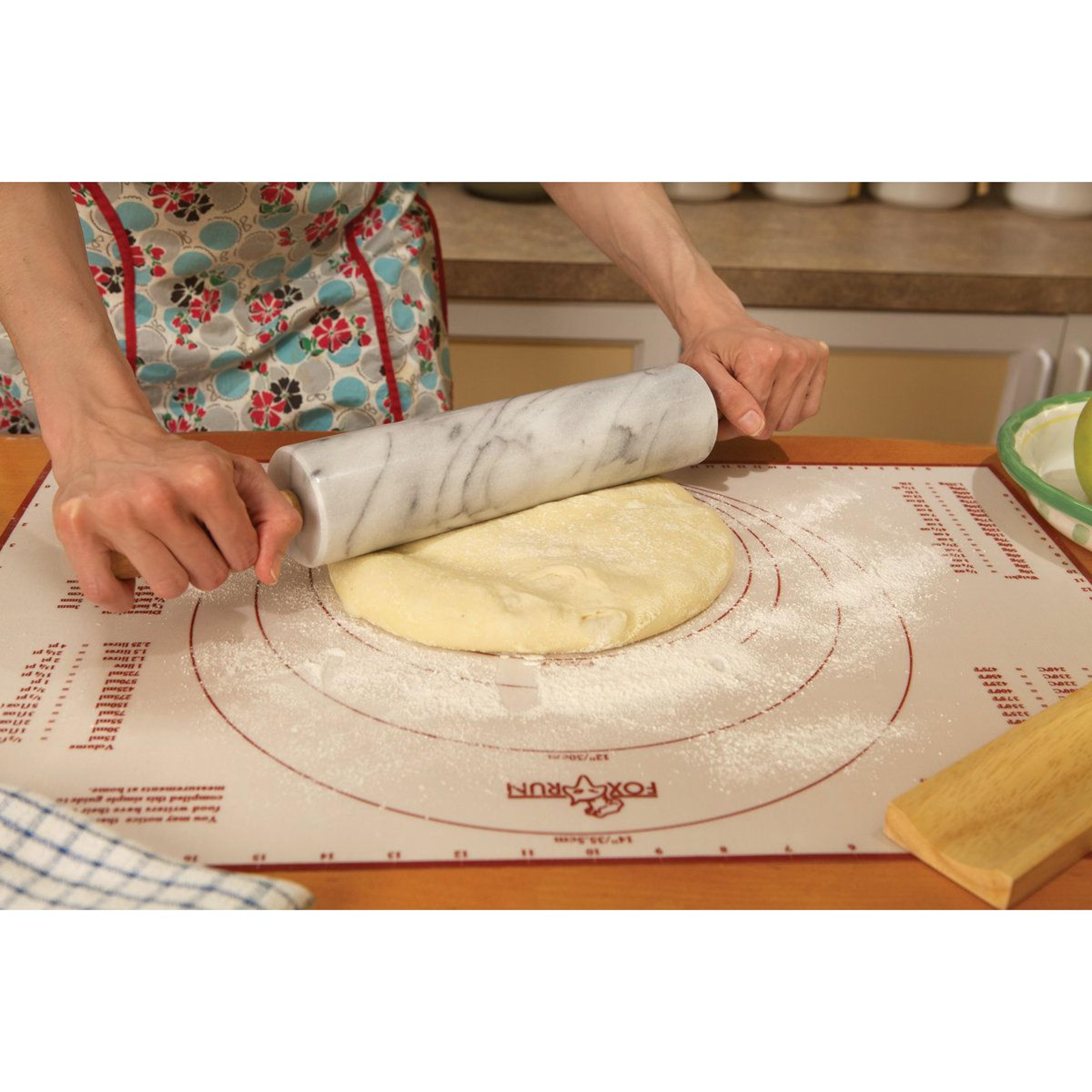 Fox Run 10 Inch Marble Rolling Pin With Wooden Handles And Stand 1