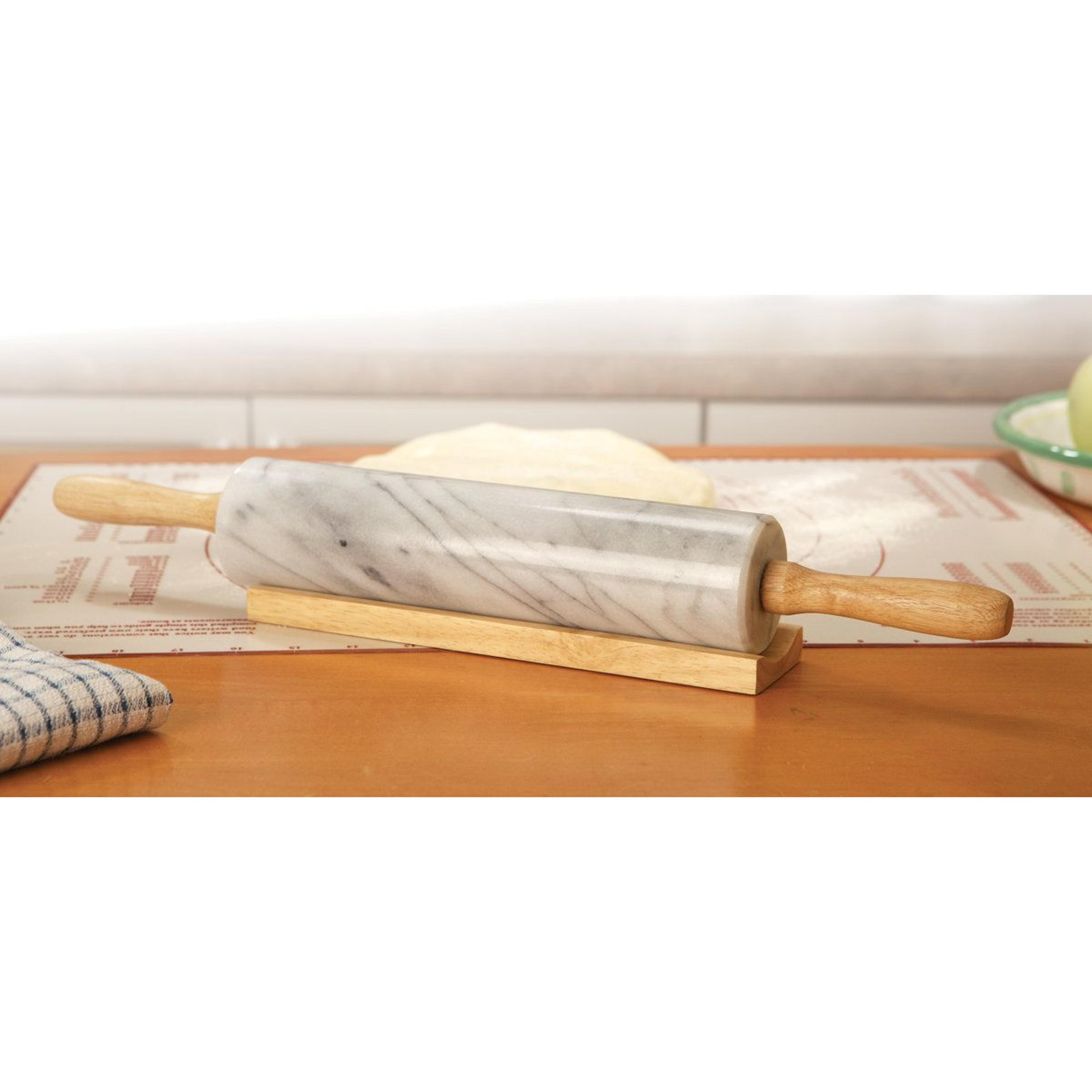 Fox Run 10 Inch Marble Rolling Pin With Wooden Handles And Stand 5