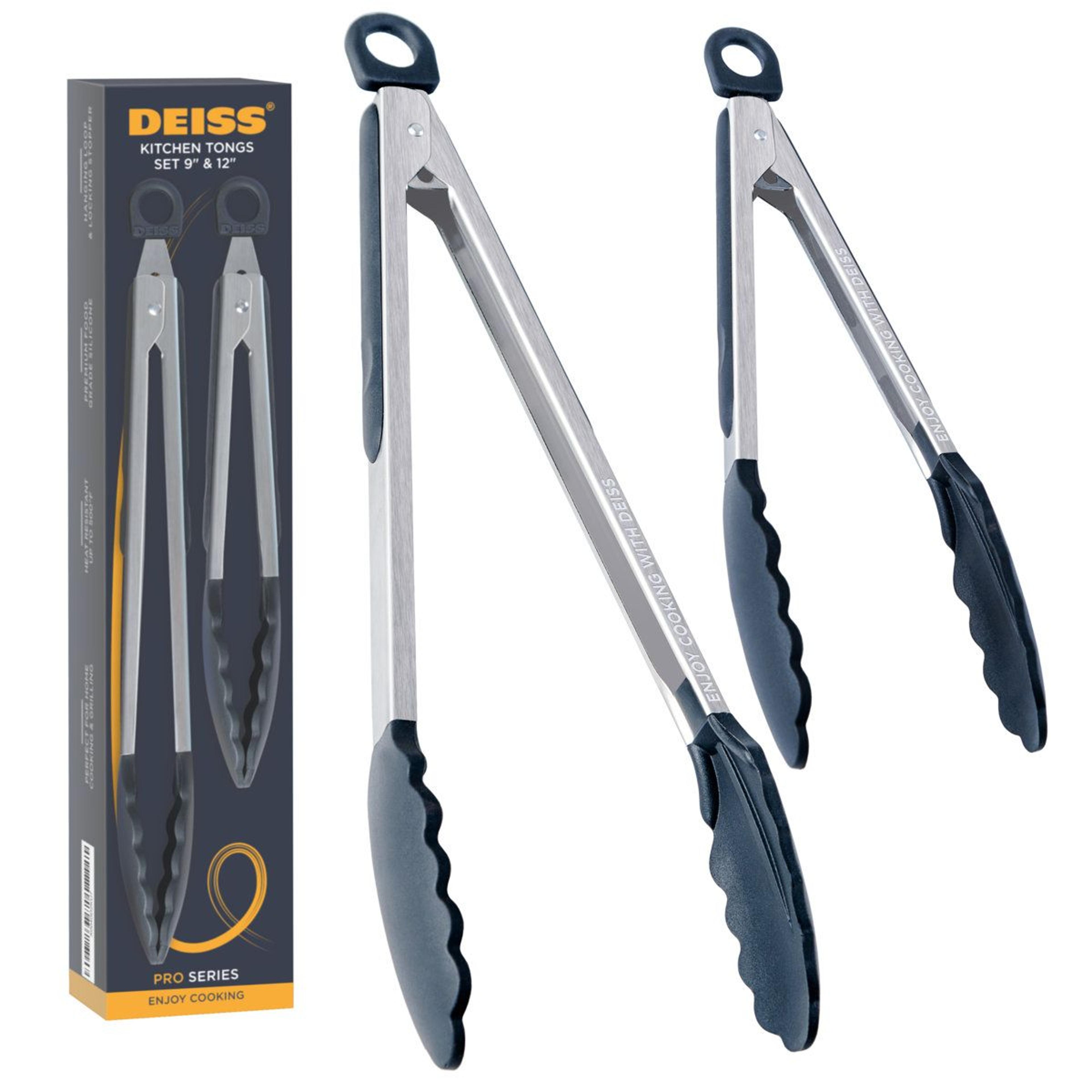 silicone kitchen tongs set 9 and 12 inch heat resistant cooking tongs