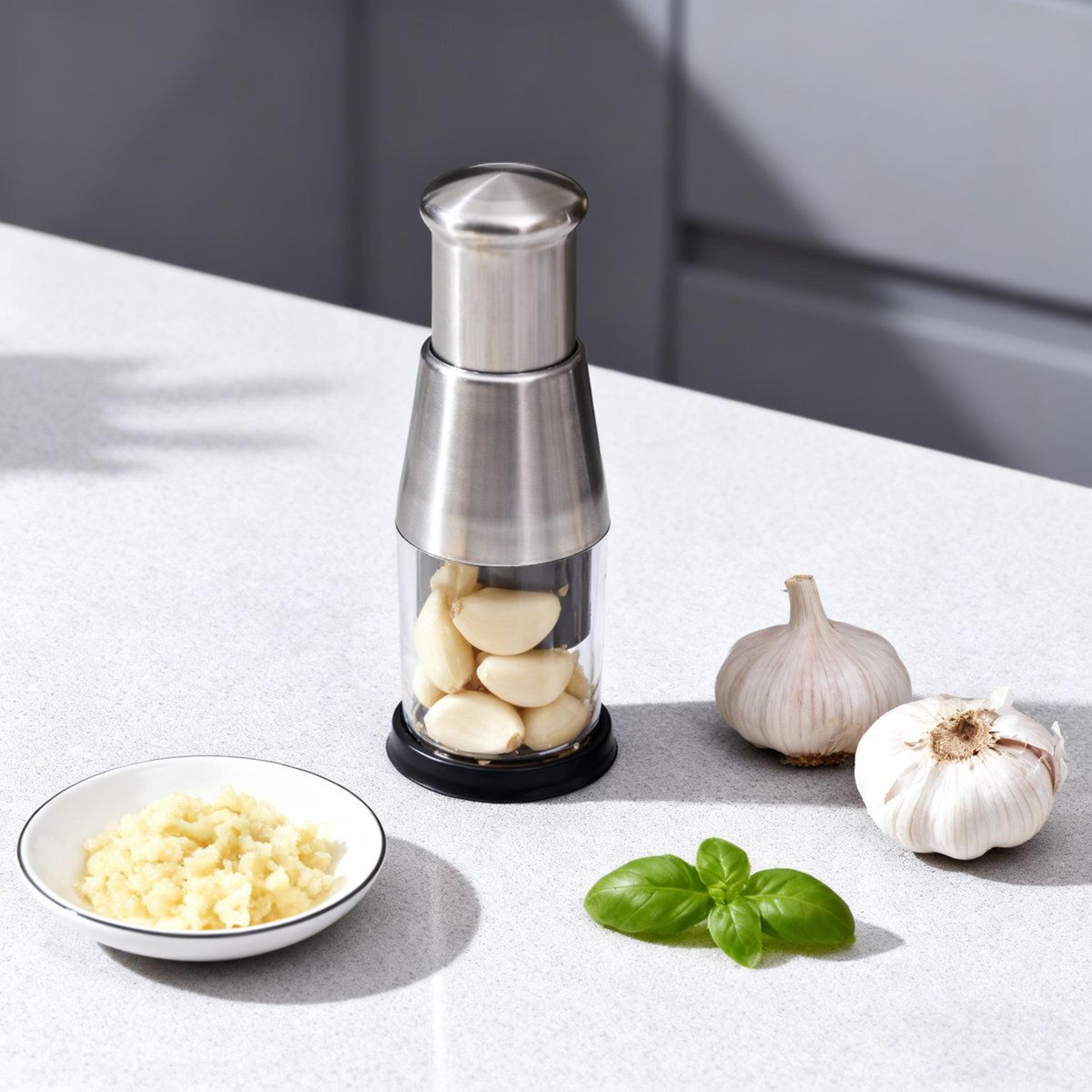 stainless steel manual food chopper and garlic press for fast vegetable prep