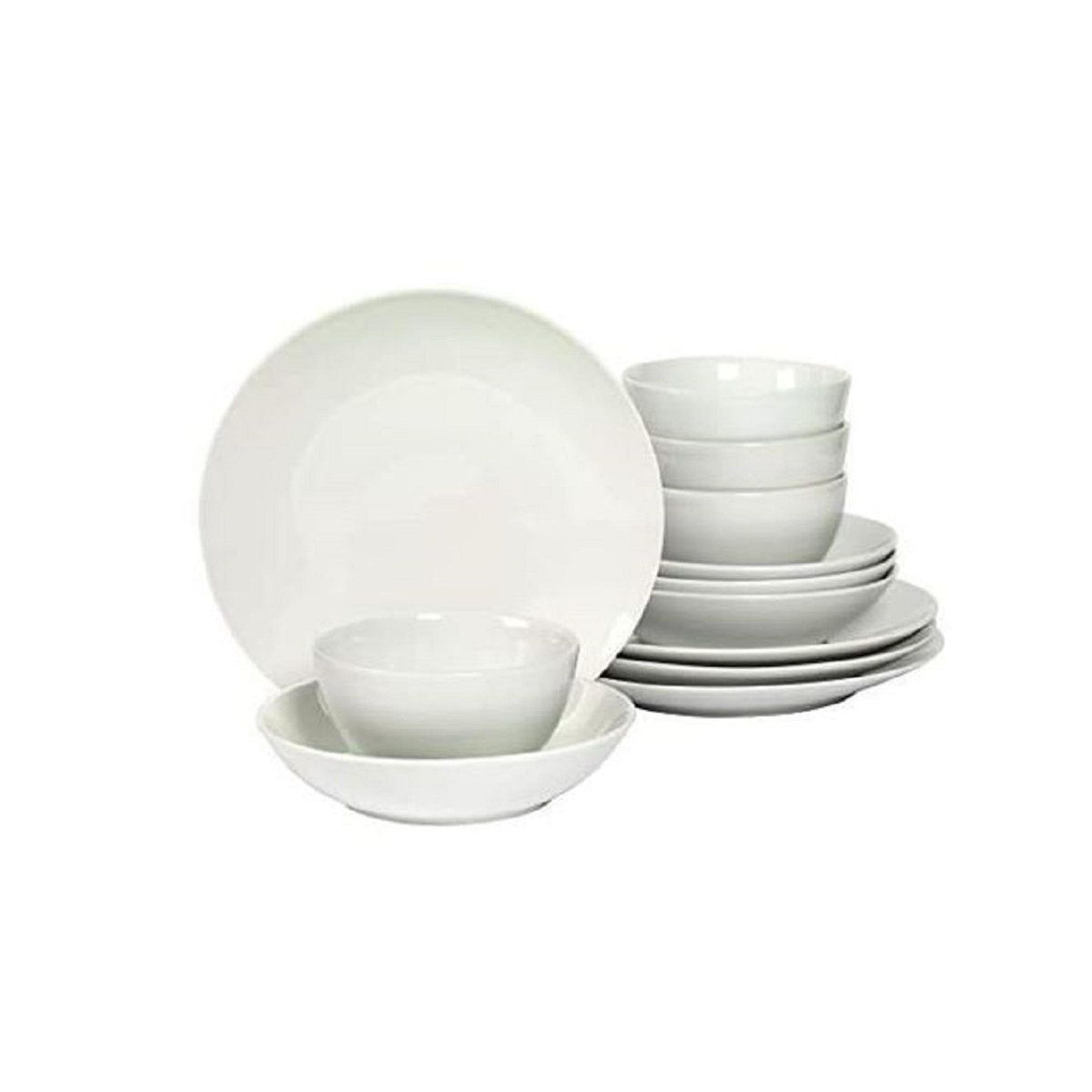 Denmark 12 Piece Porcelain Dinnerware Set For 4 With Stackable Plates And Bowls 11