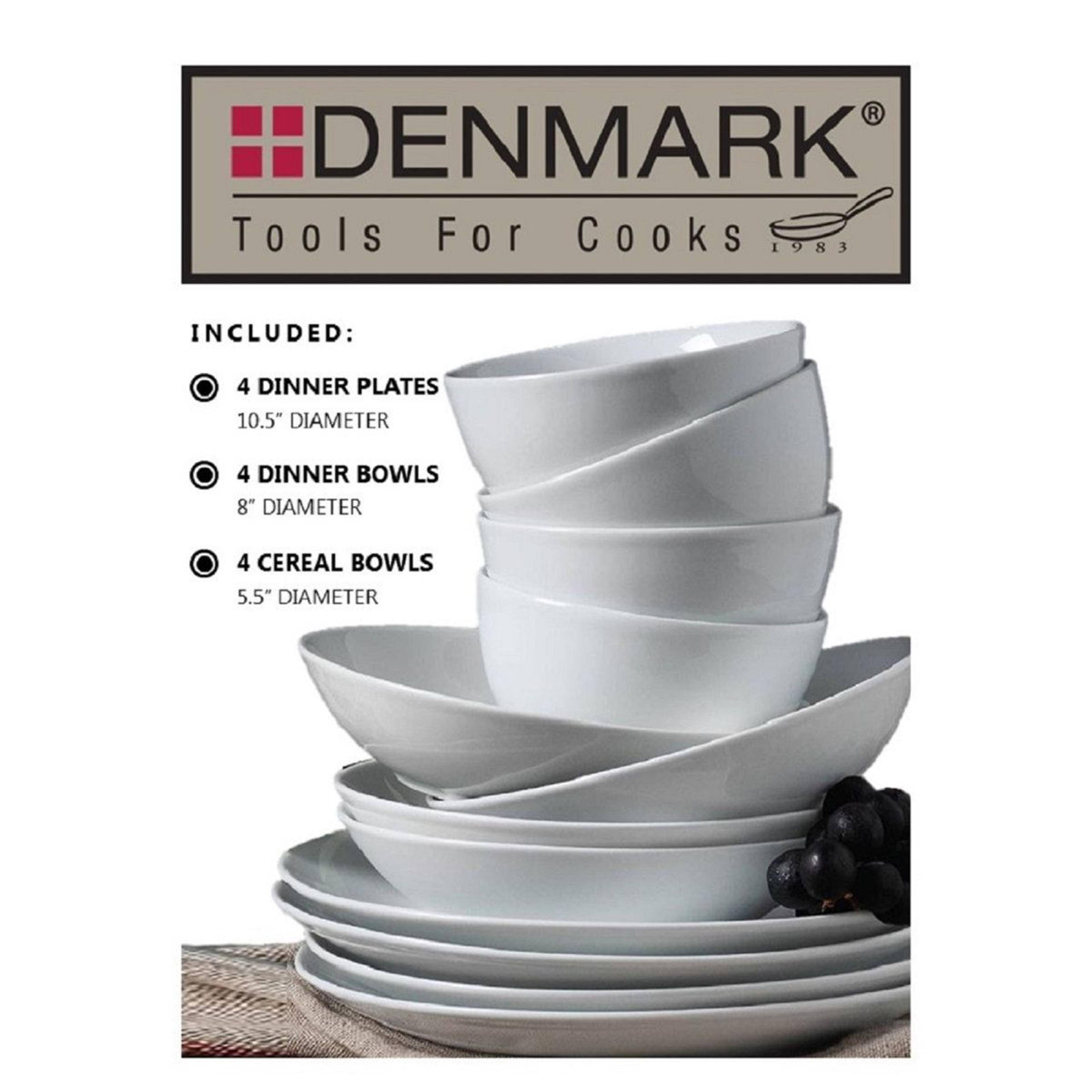 Denmark 12 Piece Porcelain Dinnerware Set For 4 With Stackable Plates And Bowls 3