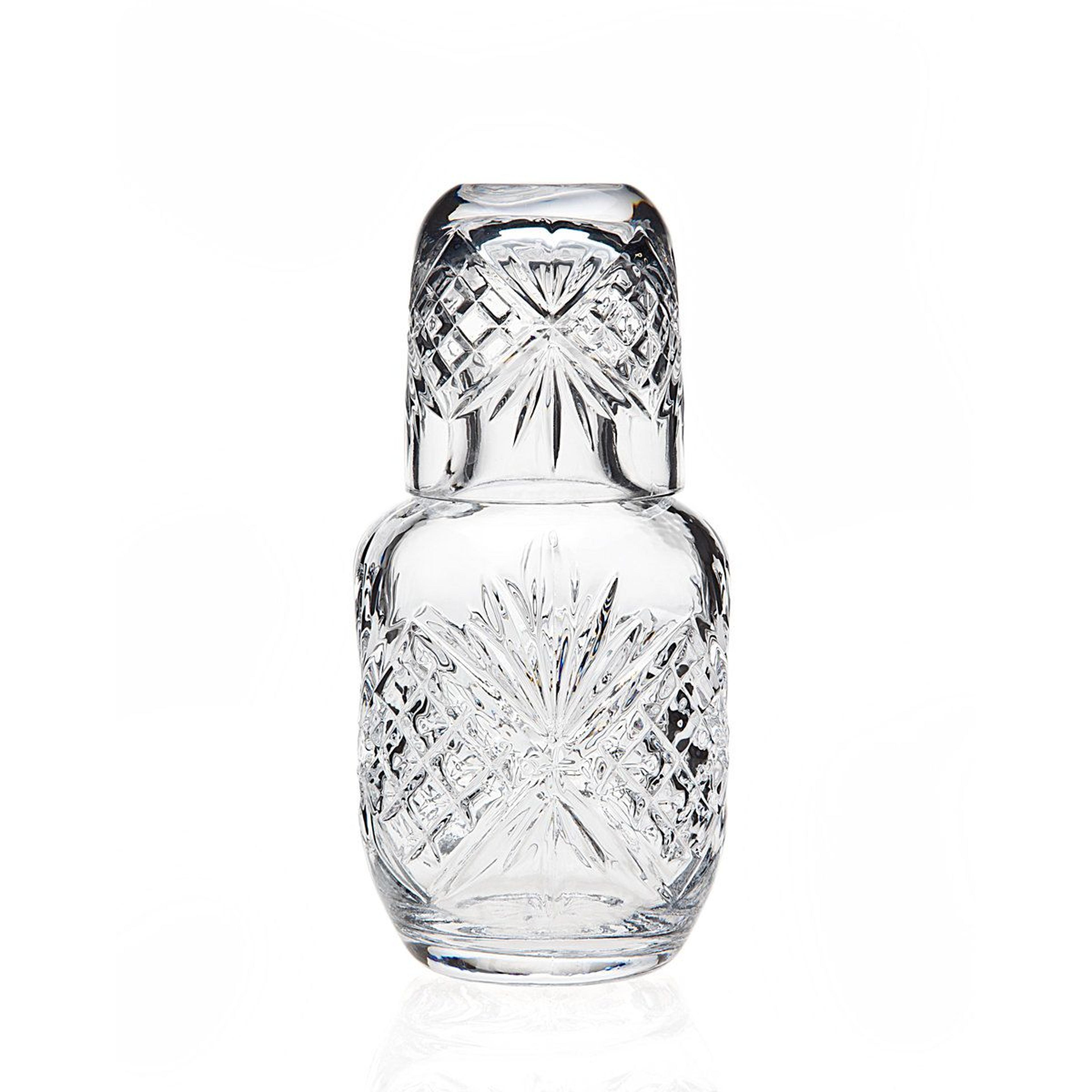 godinger dublin bedside water carafe 16oz crystal carafe set with drinking glass