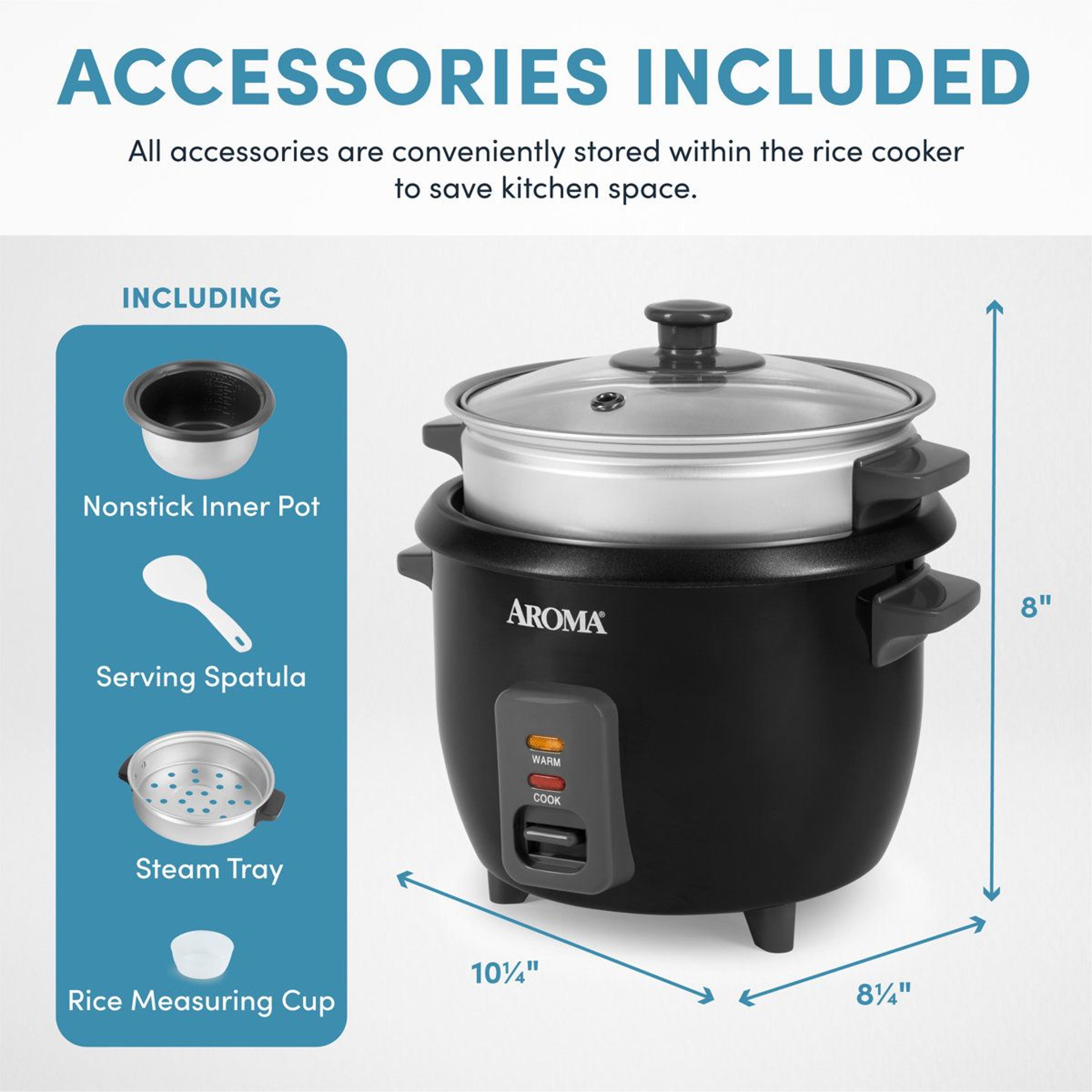 6 Cup Compact Rice Cooker With Steamer 6