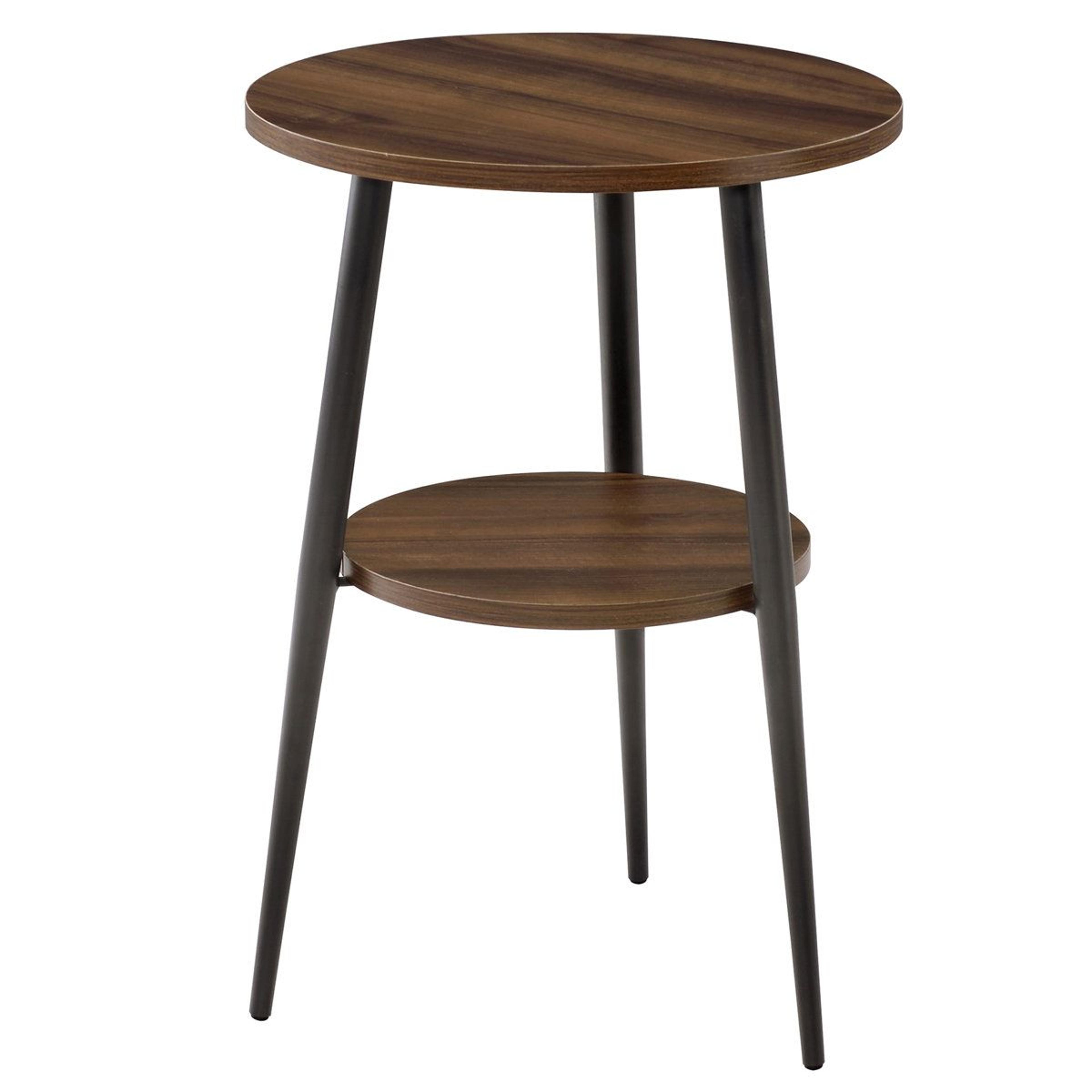 aspacia round end table with two tier storage