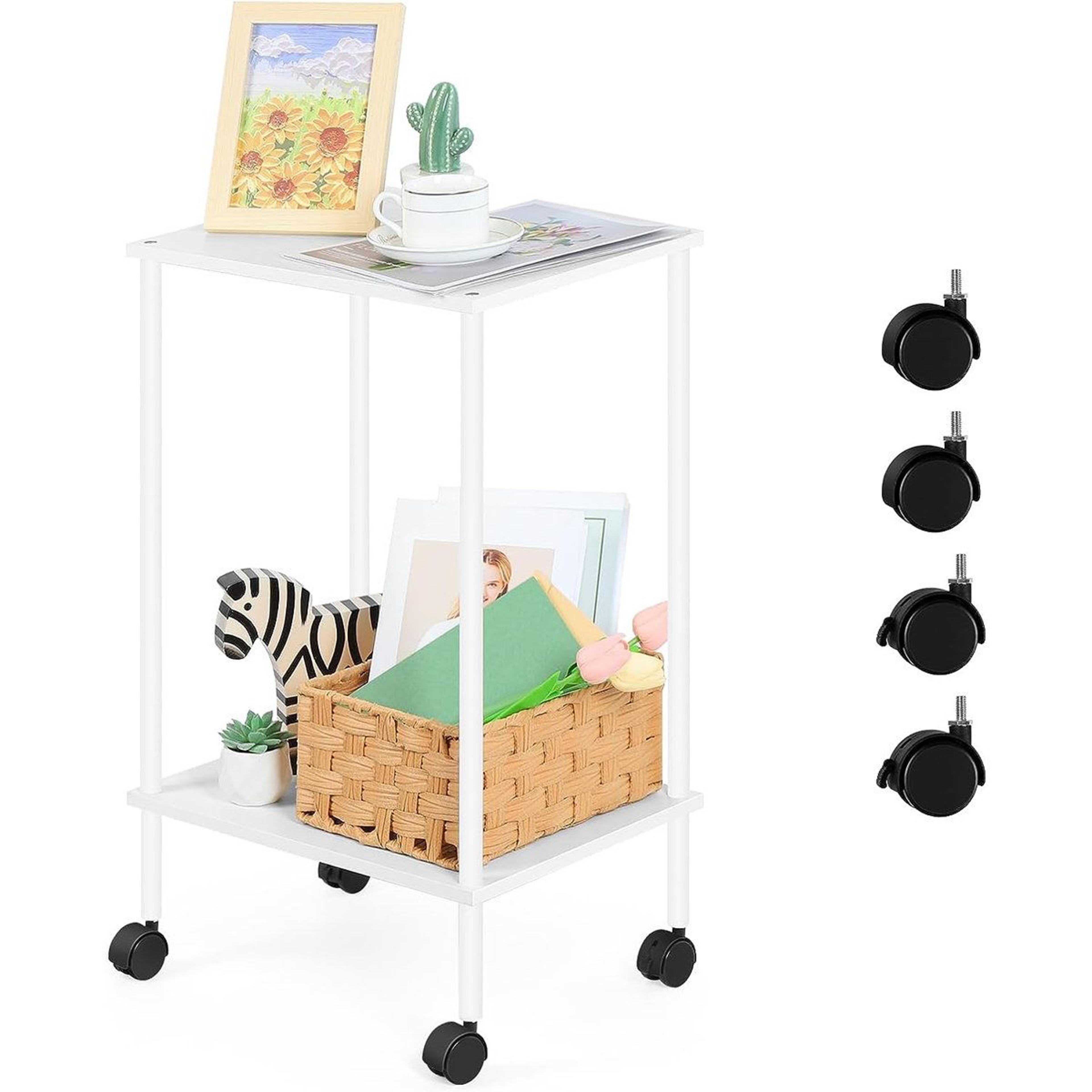 ebern designs basswood small nightstand with wheels and open shelf