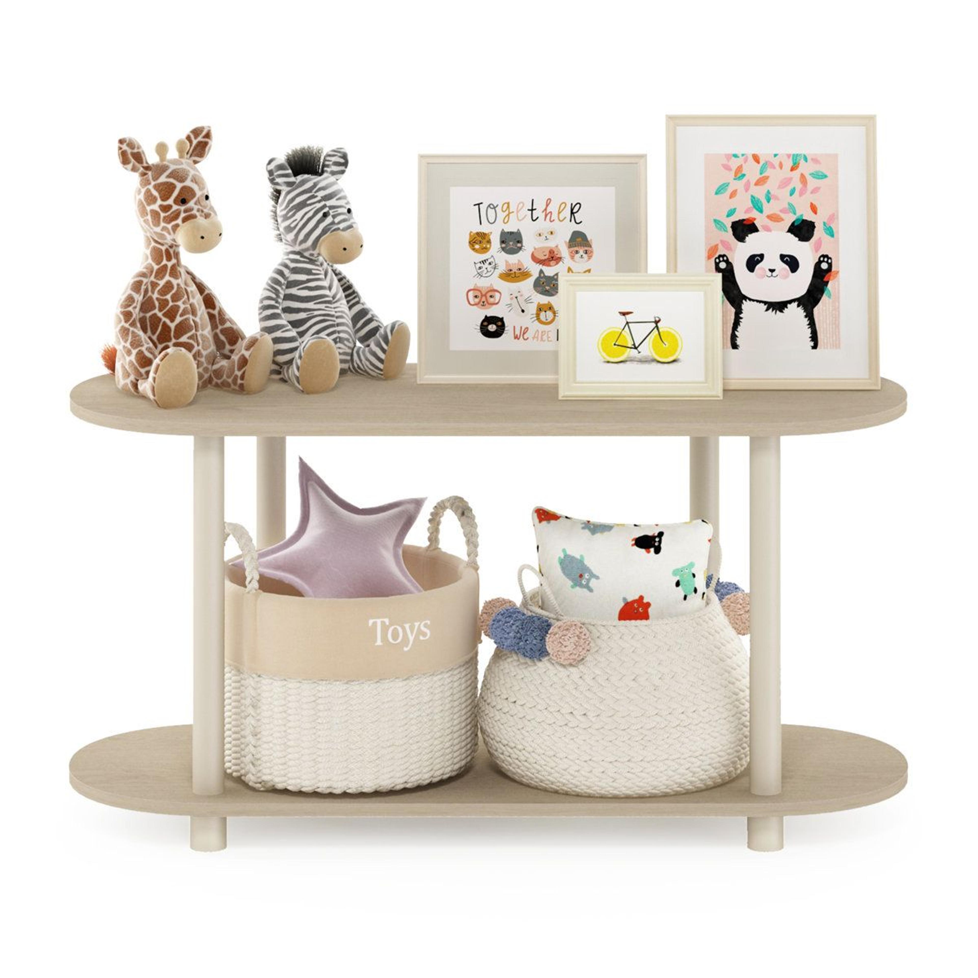 modern 2 tier side table with oval side table design and storage shelf