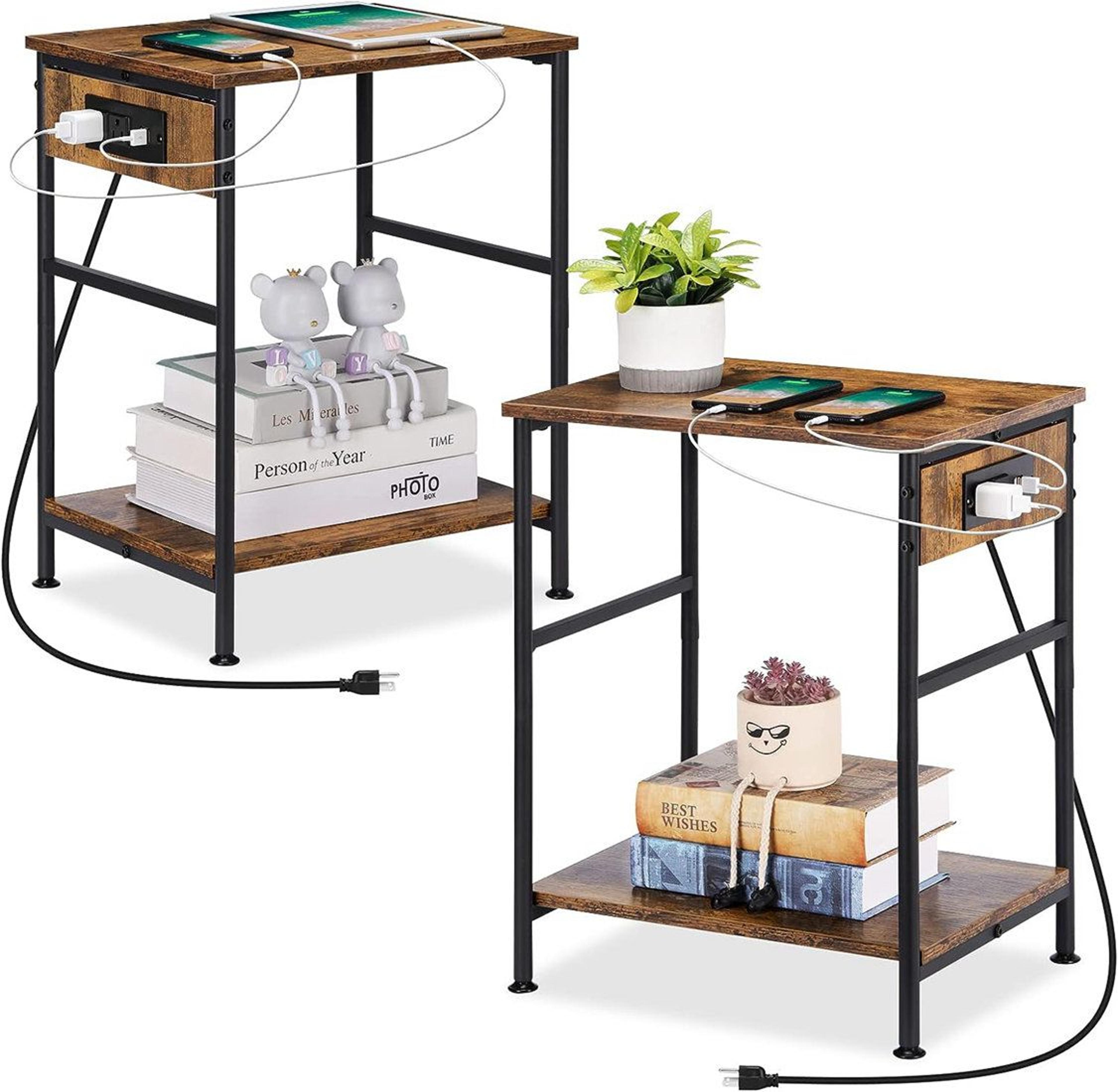 buhler charging station end table set of 2 for small spaces