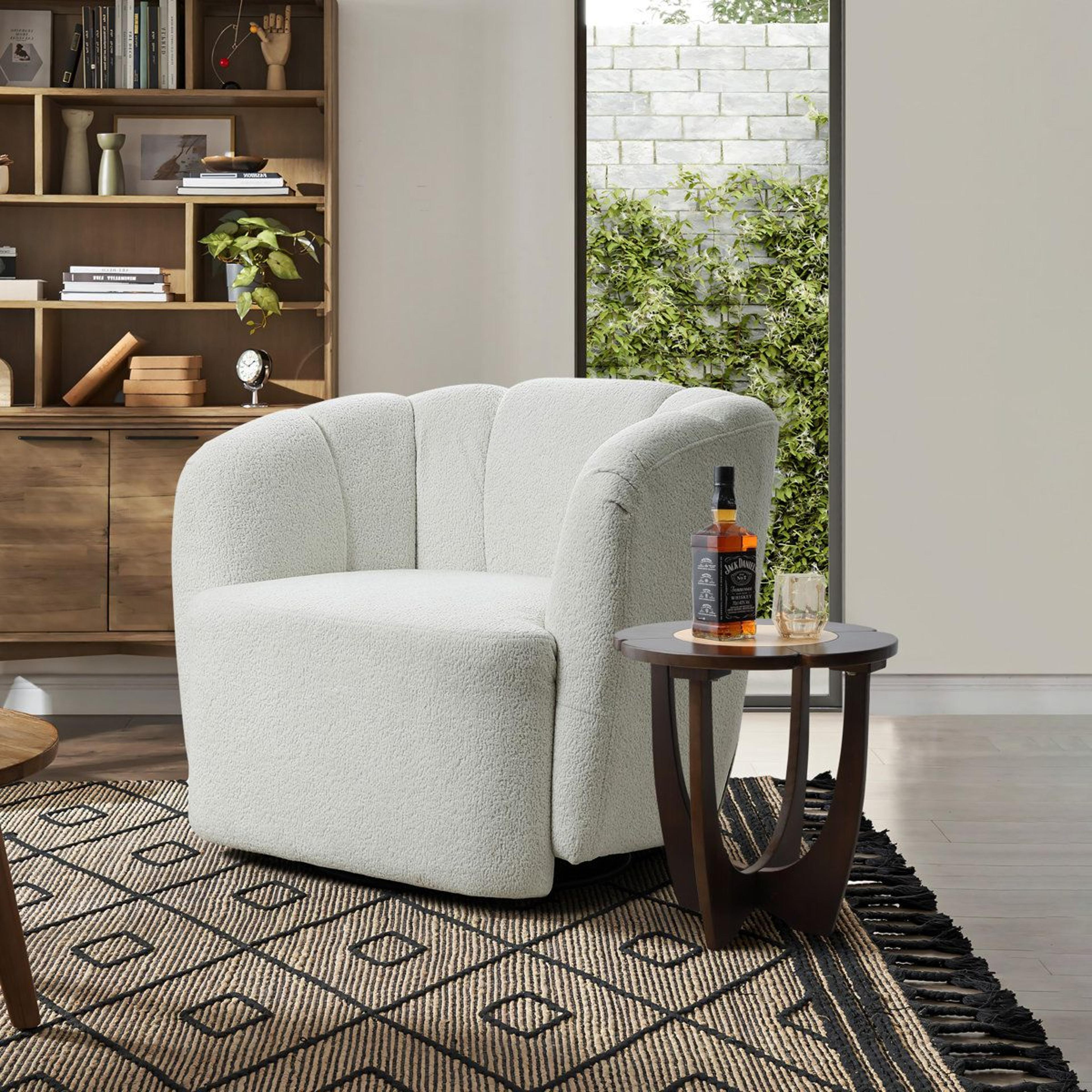 Petal Sculptural Solid Wood Side Table Modern Round End Table 1