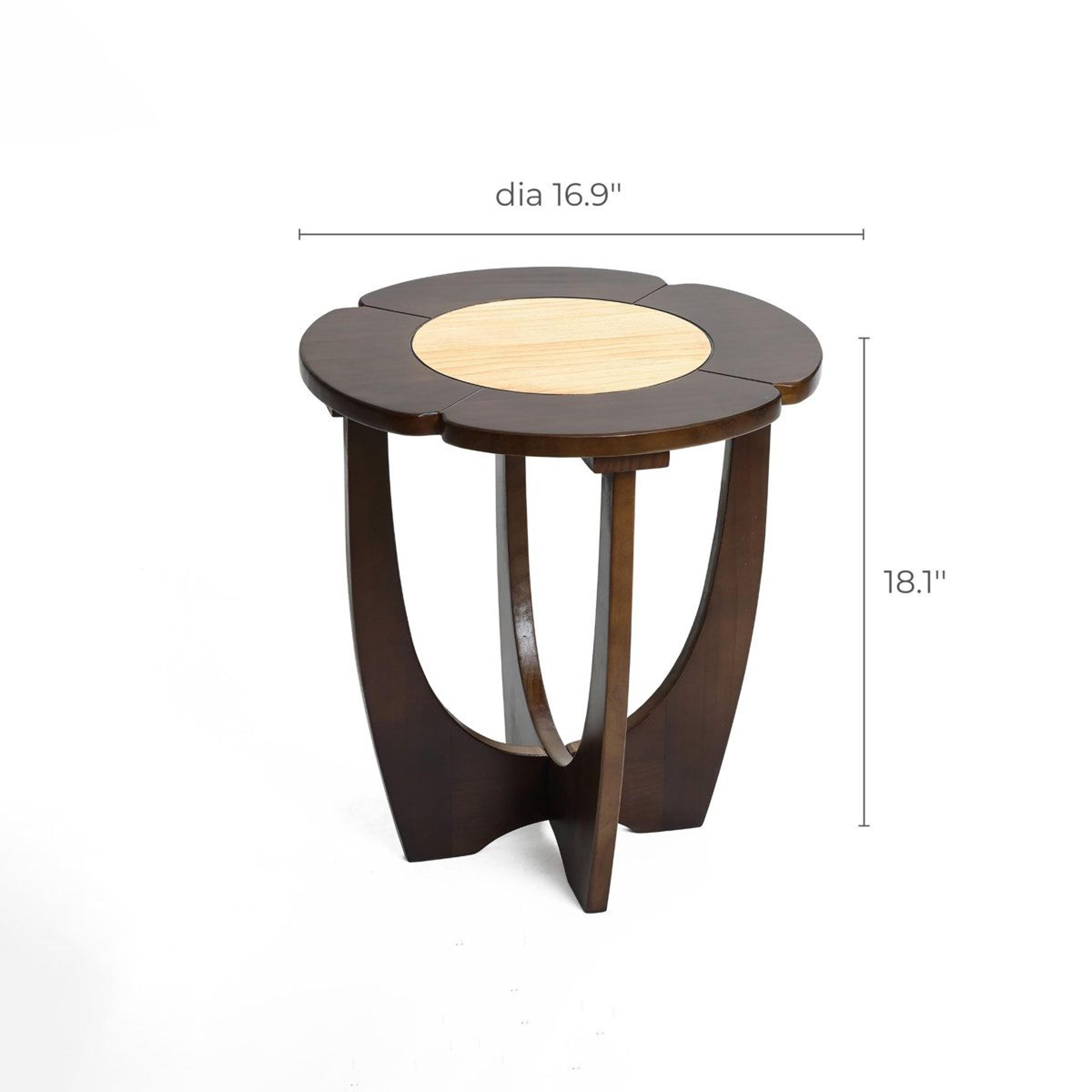 Petal Sculptural Solid Wood Side Table Modern Round End Table 2