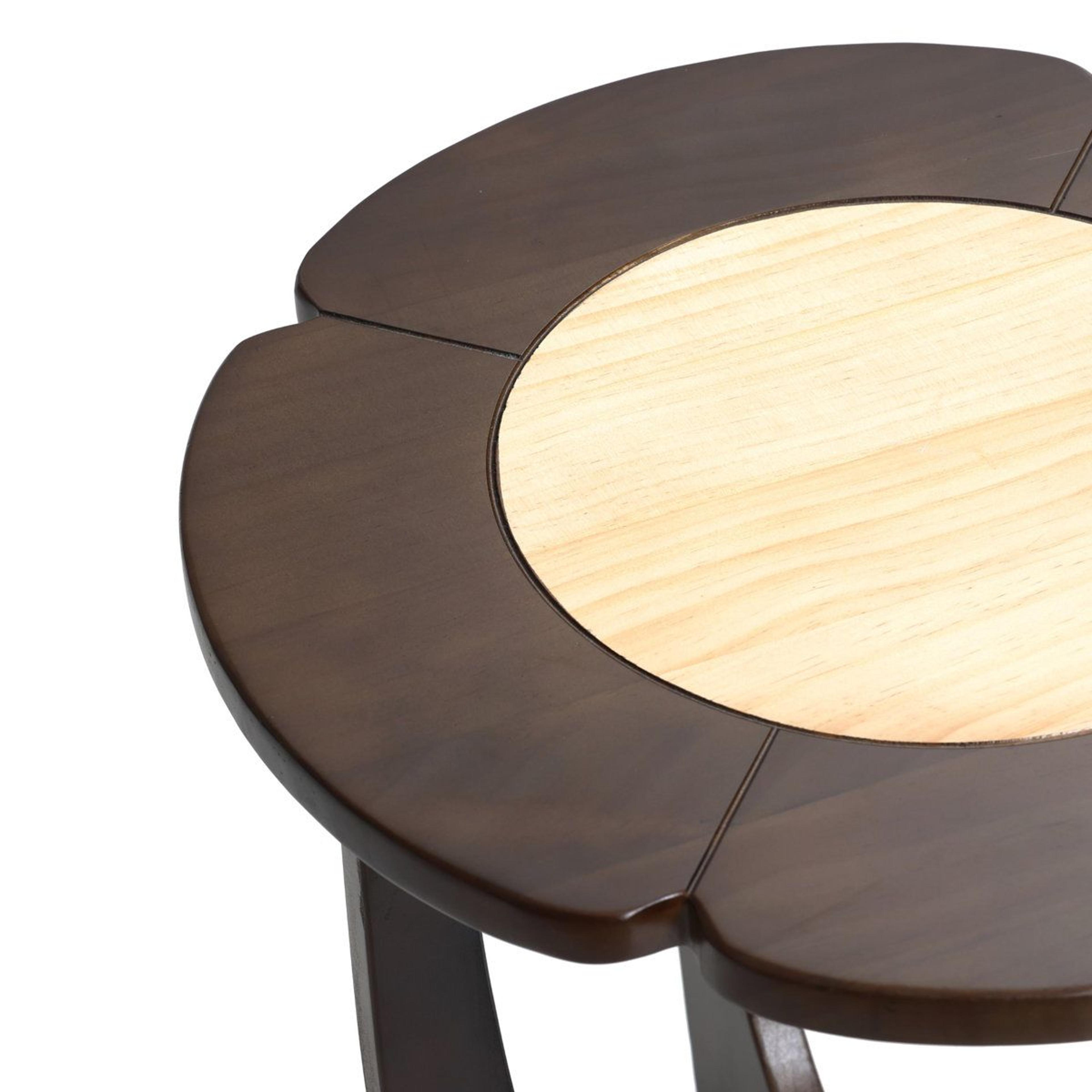 Petal Sculptural Solid Wood Side Table Modern Round End Table 4