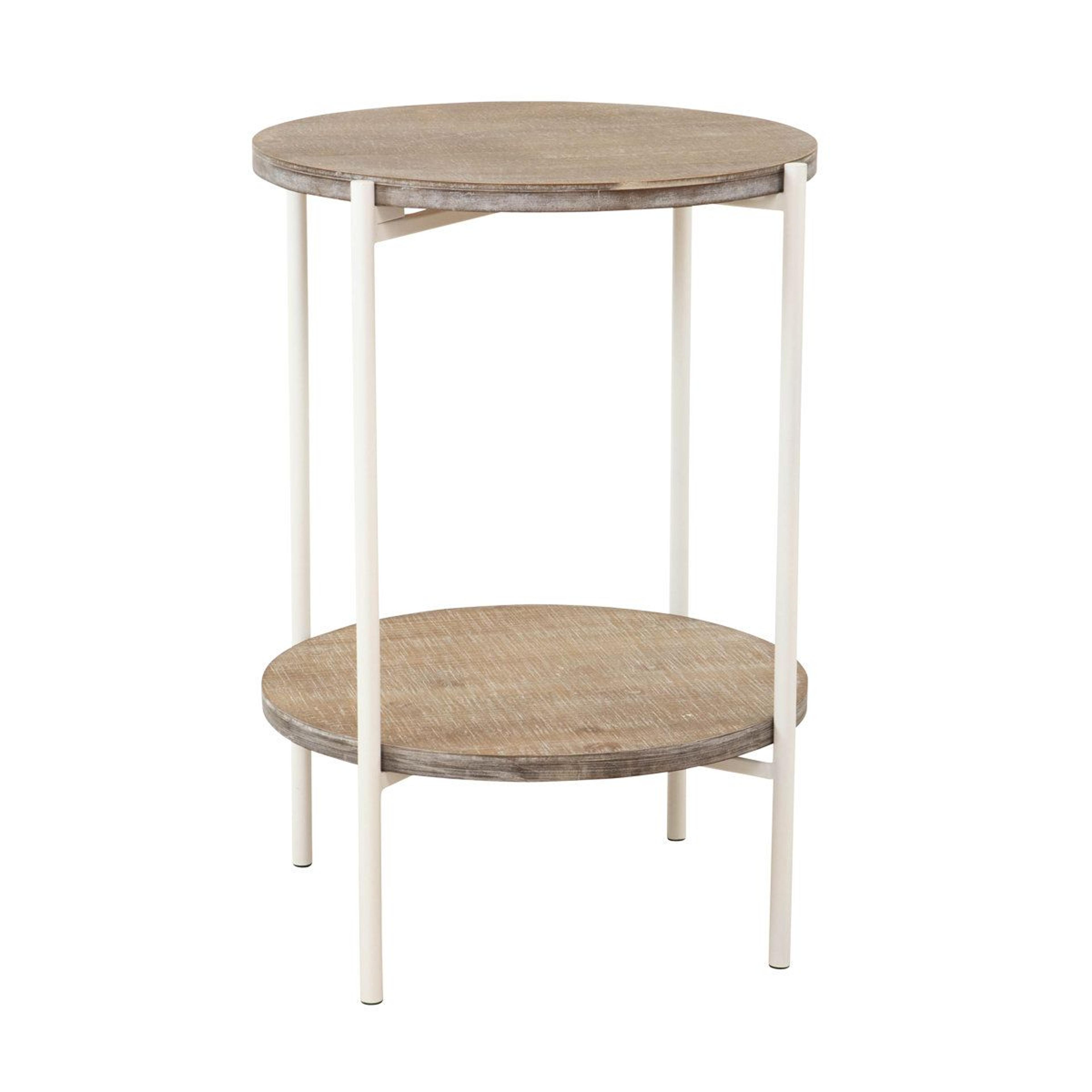 kamryn round accent table 2 tier wood and metal side table