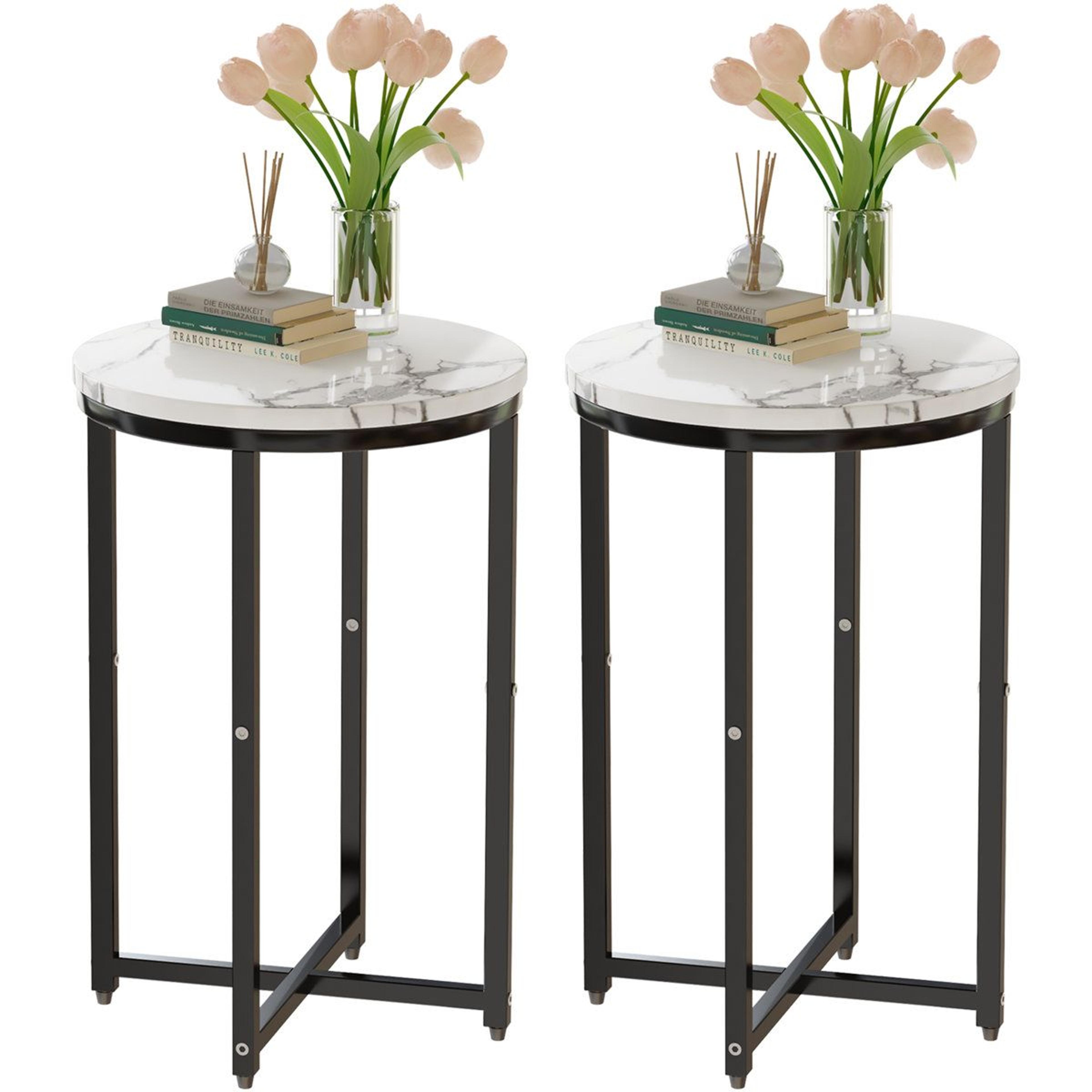 faux marble side table set of 2 round end tables for small spaces