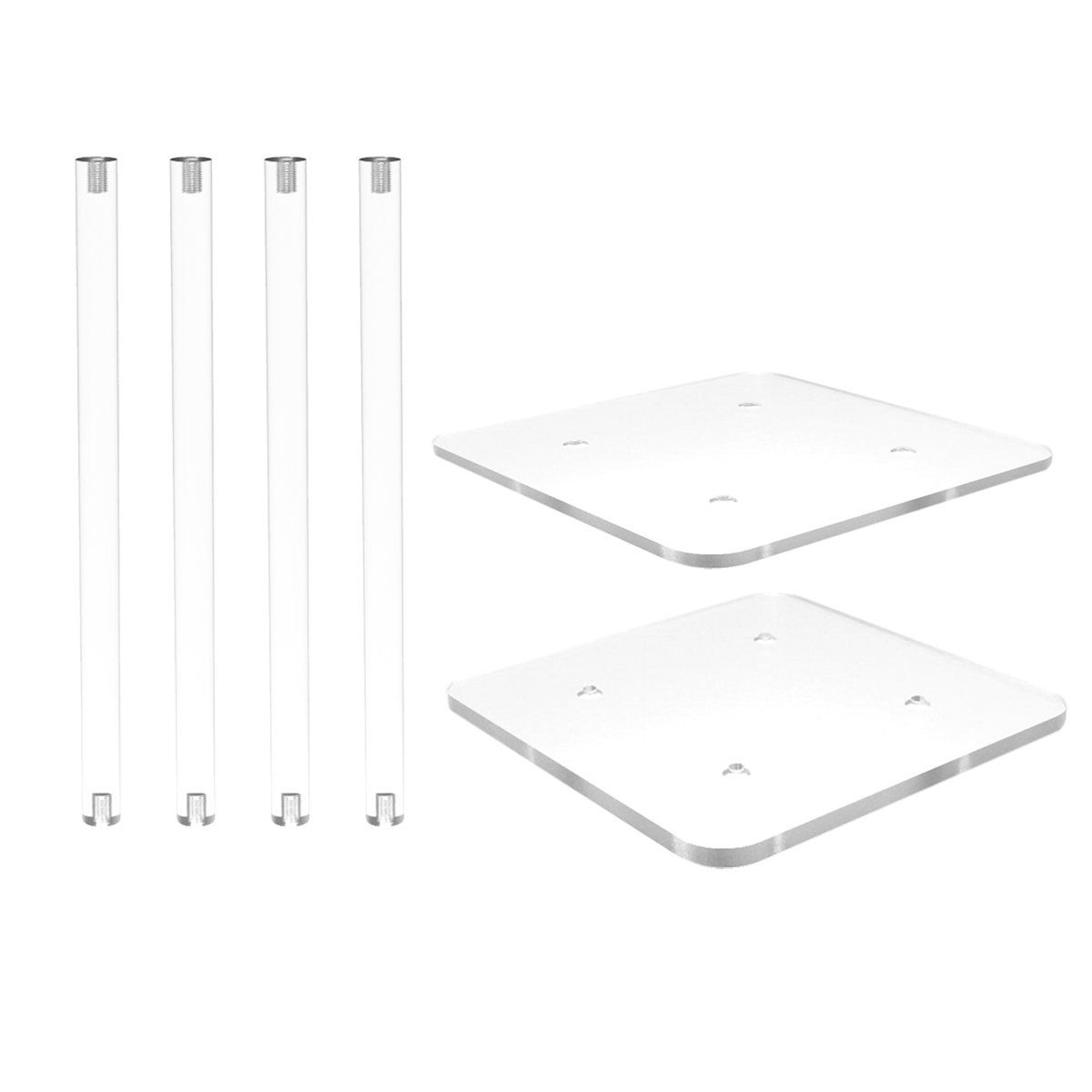 clear acrylic display pedestal with 3/4 inch rods for retail, events and decor